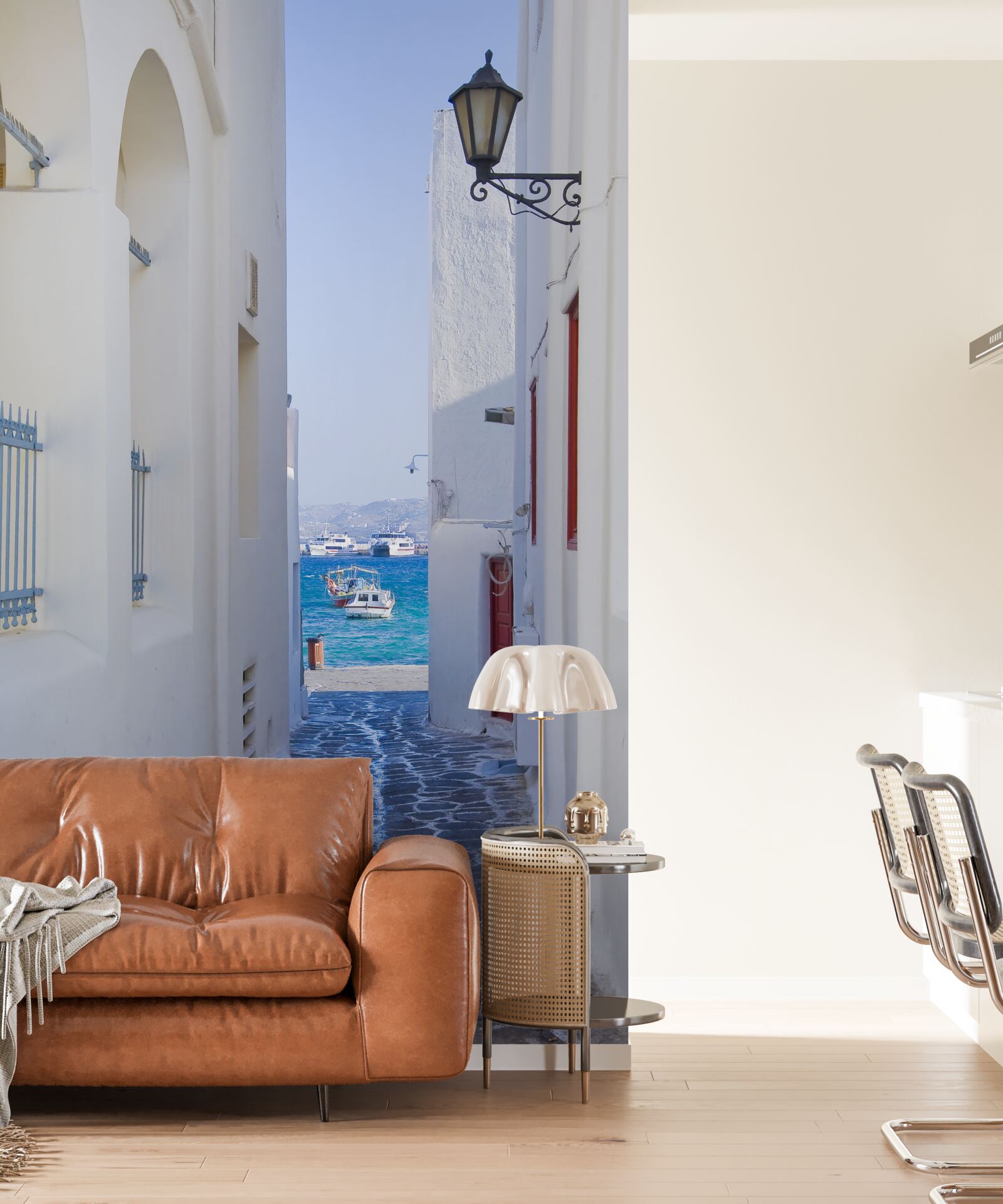 Papier peint route étroite vers la côte en grèce