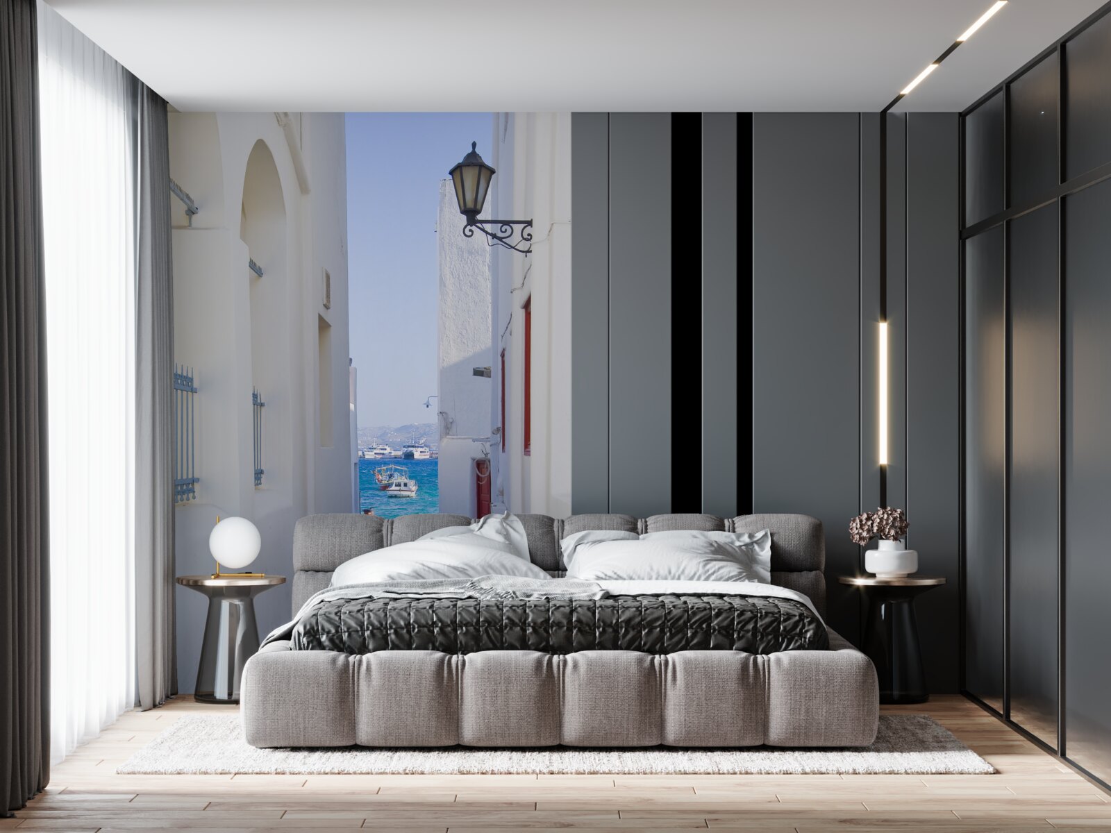 Papier peint route étroite vers la côte en grèce