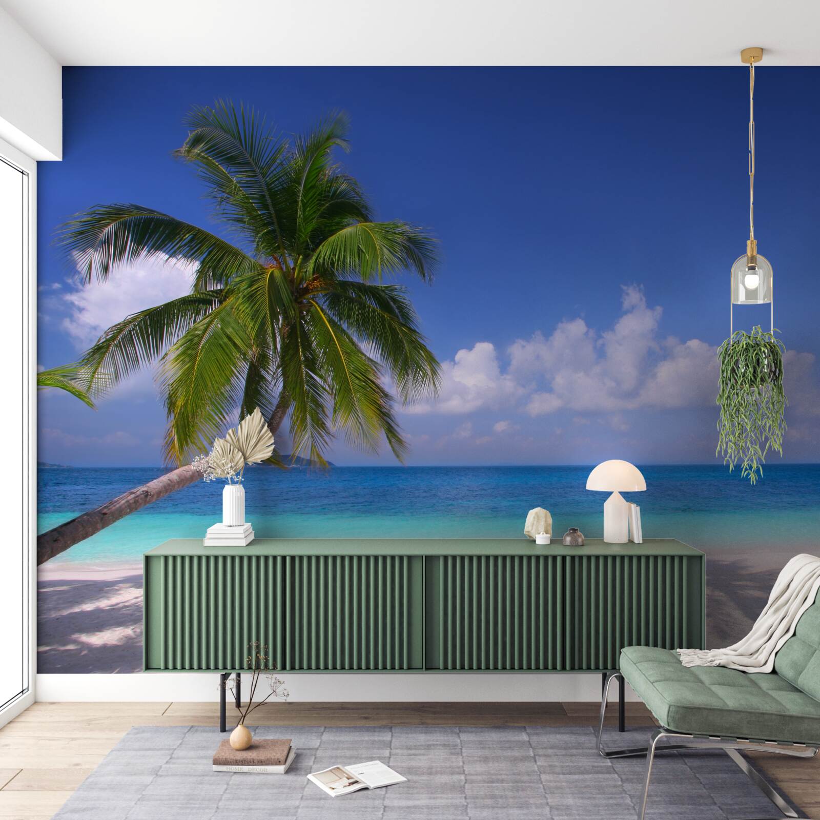 Papier peint palmier sur un rivage idyllique