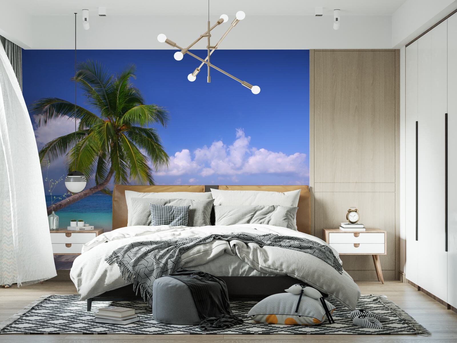 Papier peint palmier sur un rivage idyllique