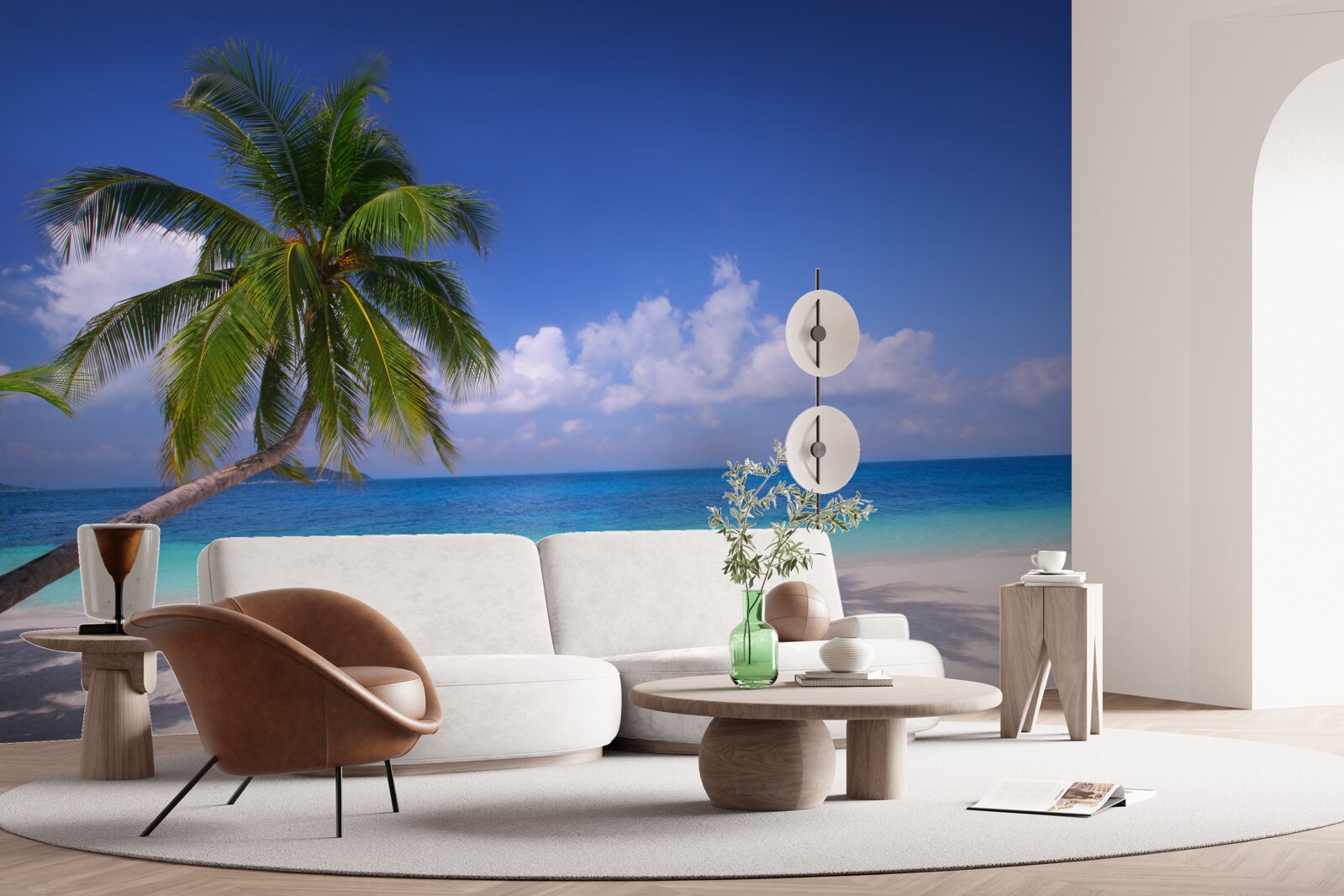 Papier peint palmier sur un rivage idyllique