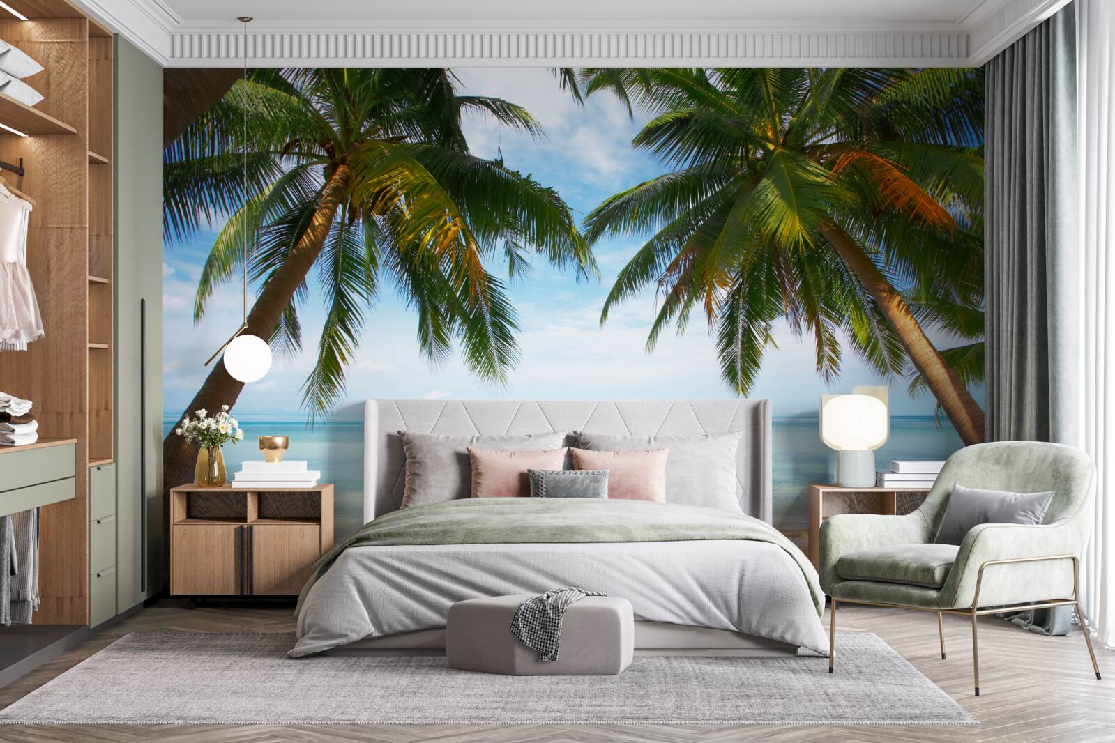 Papier peint palmiers sur une plage de sable