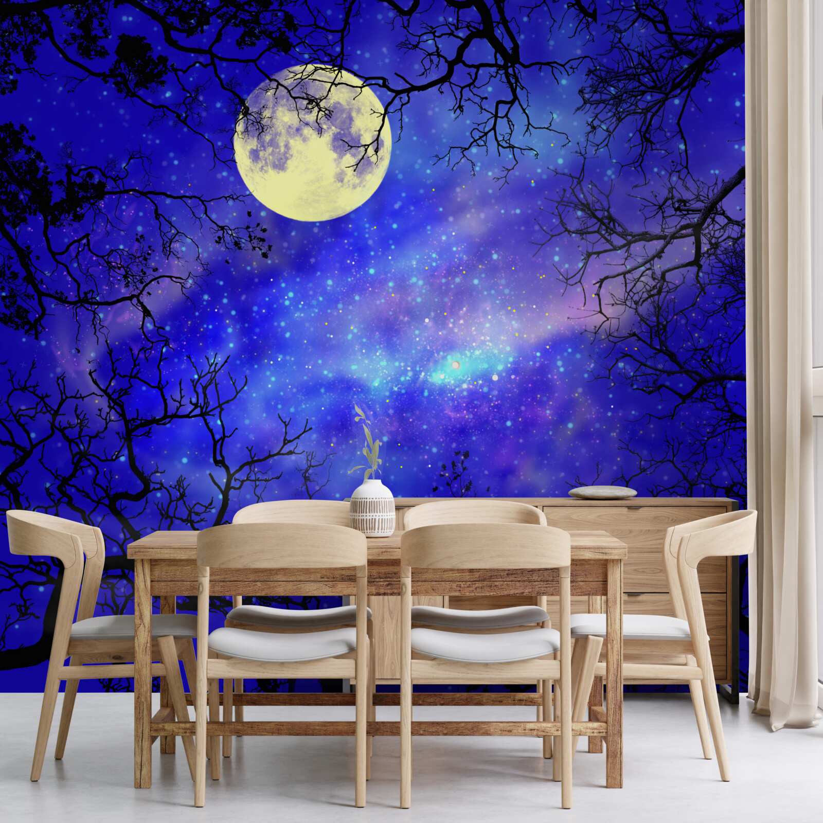 Papier peint le clair de lune illumine le ciel étoilé