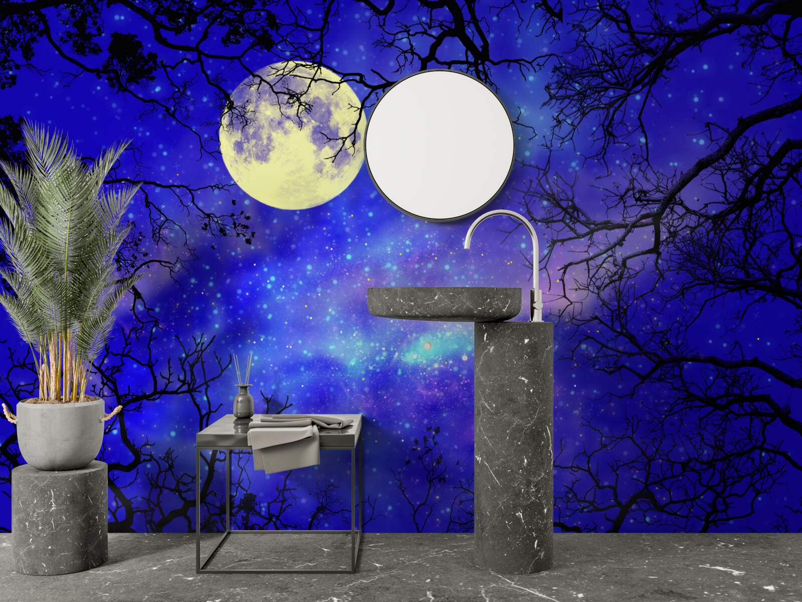 Papier peint le clair de lune illumine le ciel étoilé