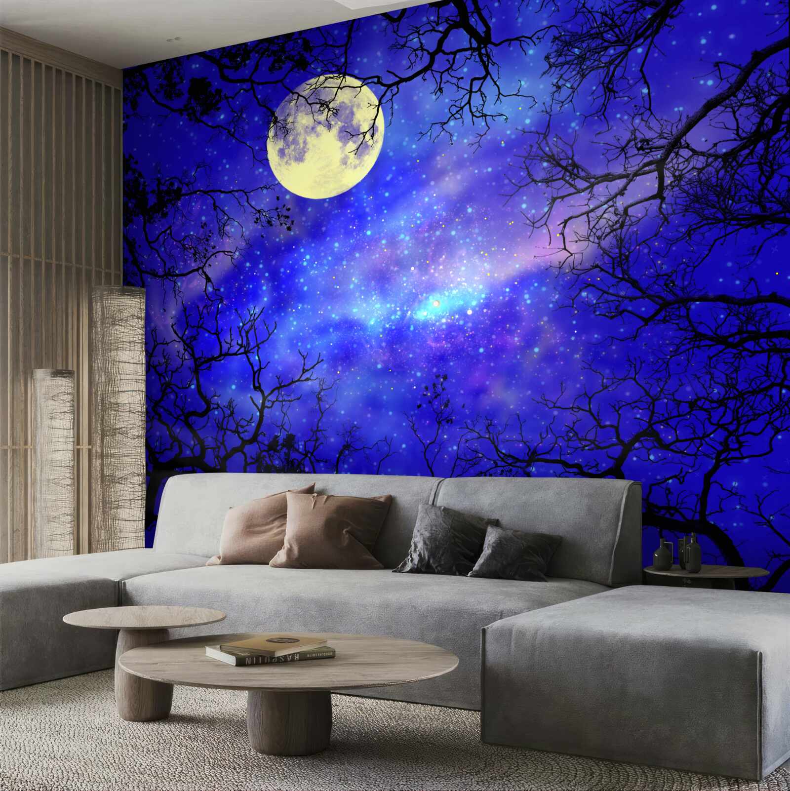 Papier peint le clair de lune illumine le ciel étoilé