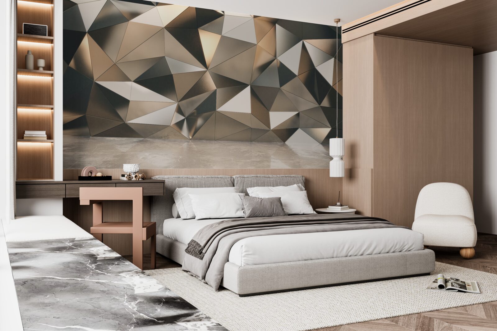 Papier peint formes abstraites sur le mur