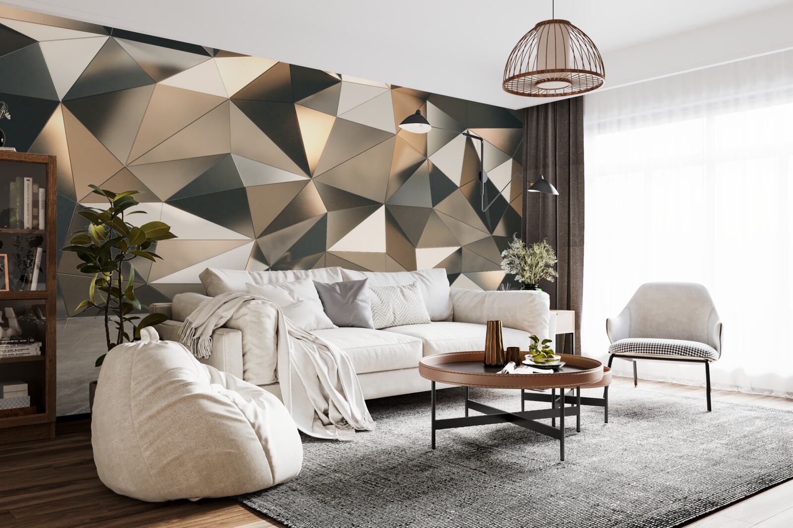 Papier peint formes abstraites sur le mur