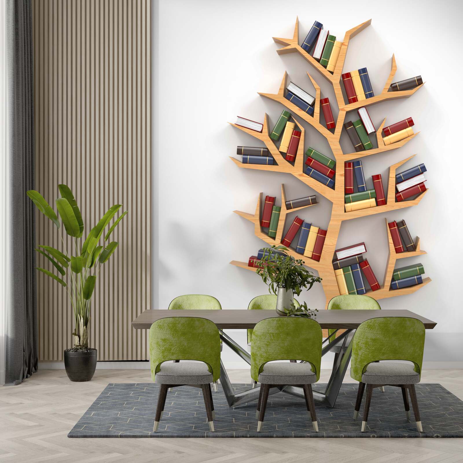 Papier peint étagère en bois