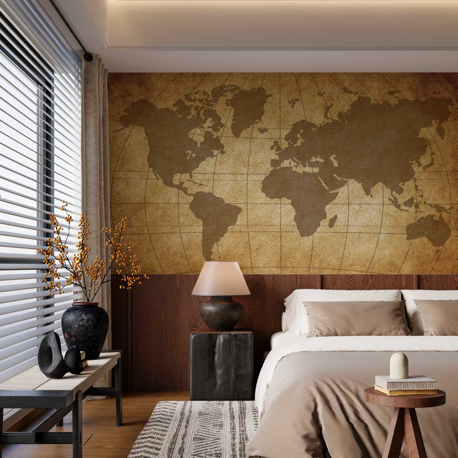 Papier peint globe terrestre disposé comme une carte du monde