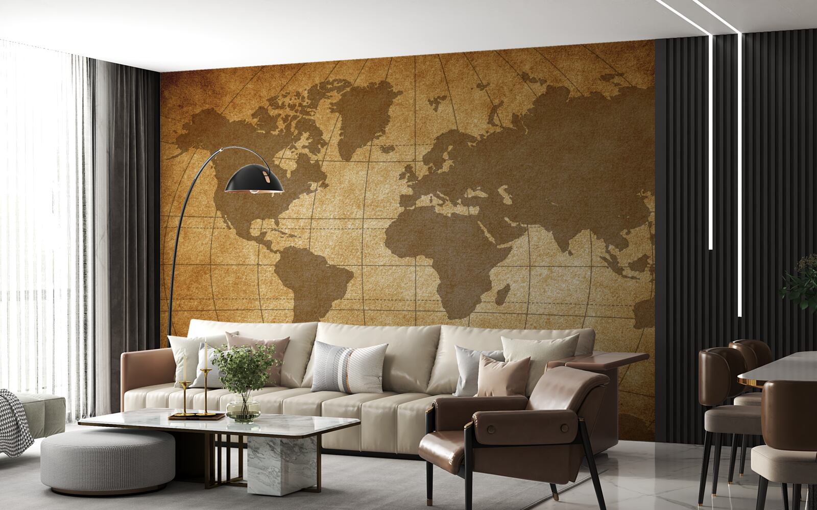 Papier peint globe terrestre disposé comme une carte du monde