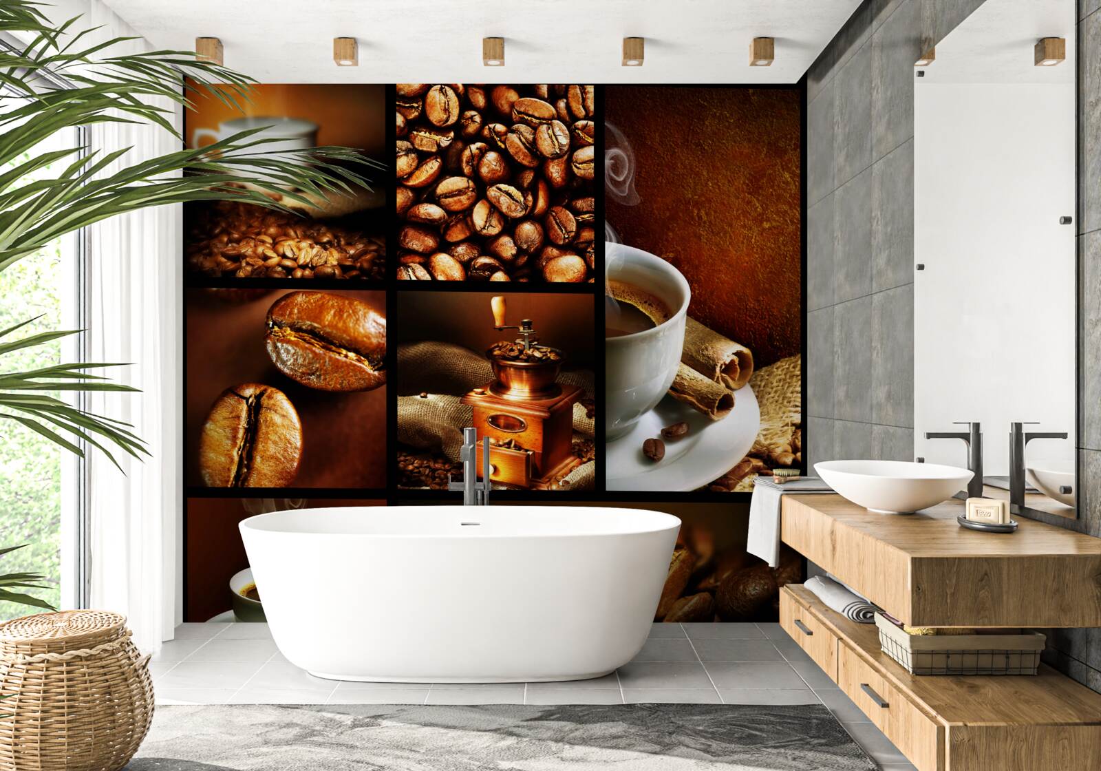 Papier peint composition de grains de café et de la boisson elle-même