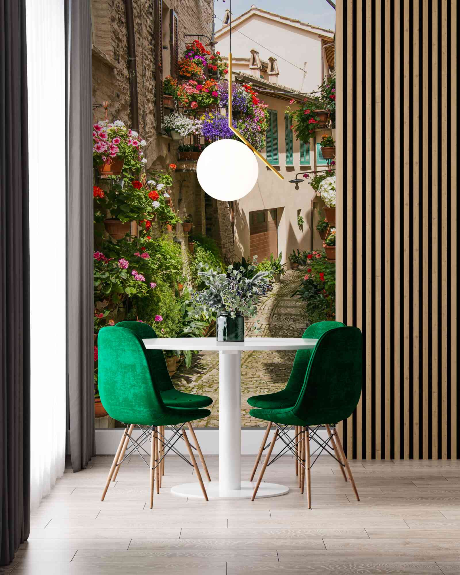 Papier peint route en pierre envahie par la végétation