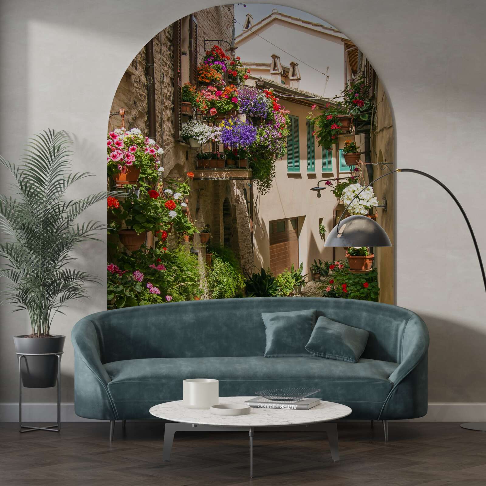 Papier peint route en pierre envahie par la végétation