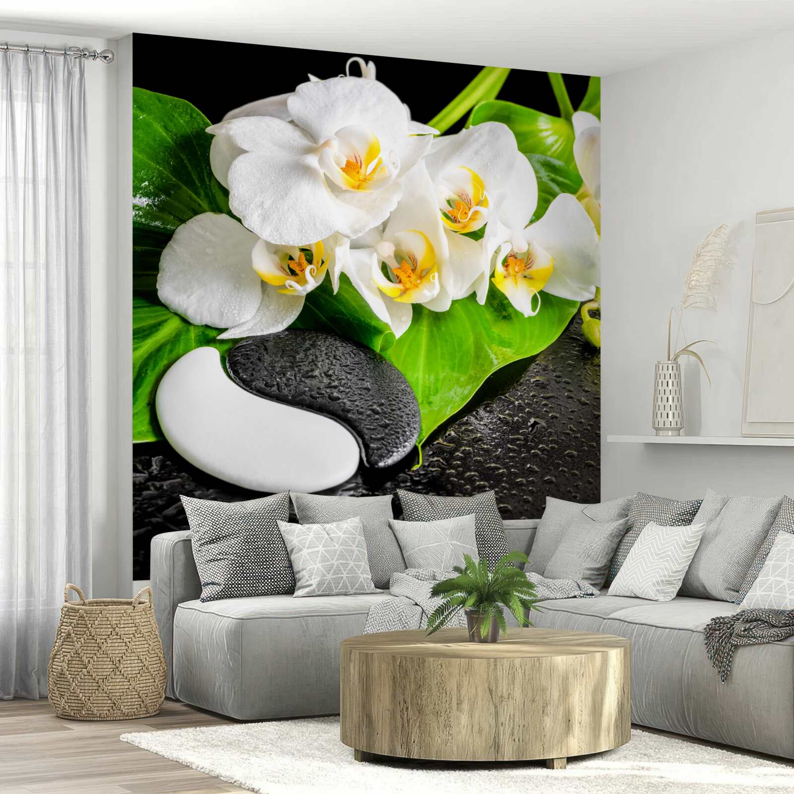 Papier peint lotus blanc sur un rocher sombre