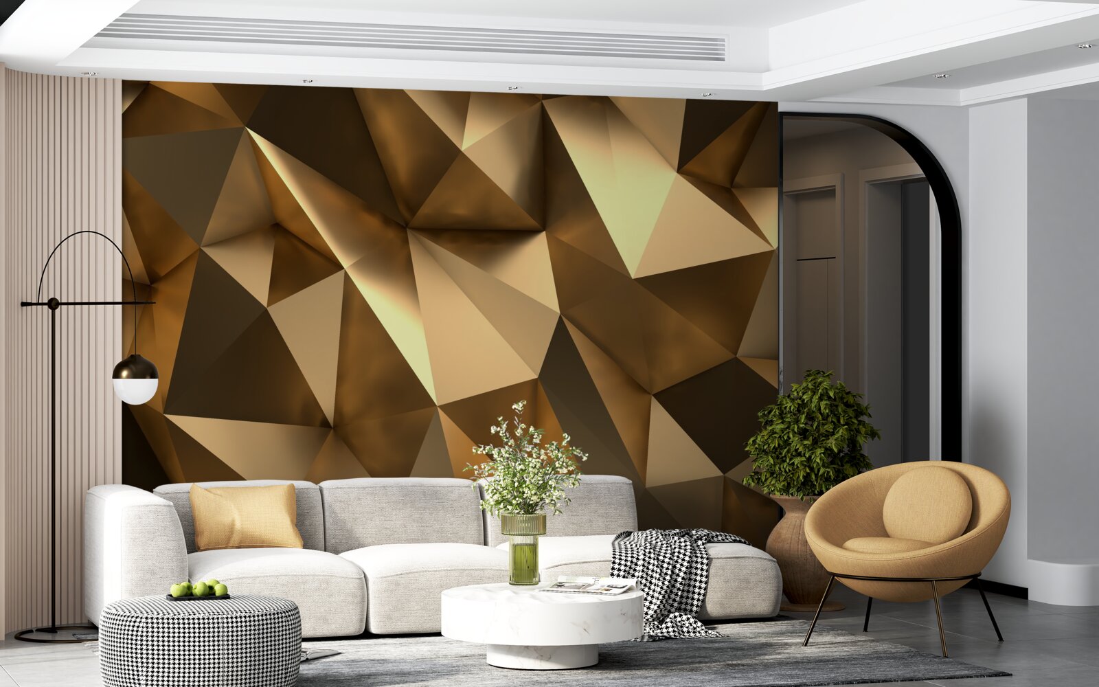 Papier peint formes géométriques dorées