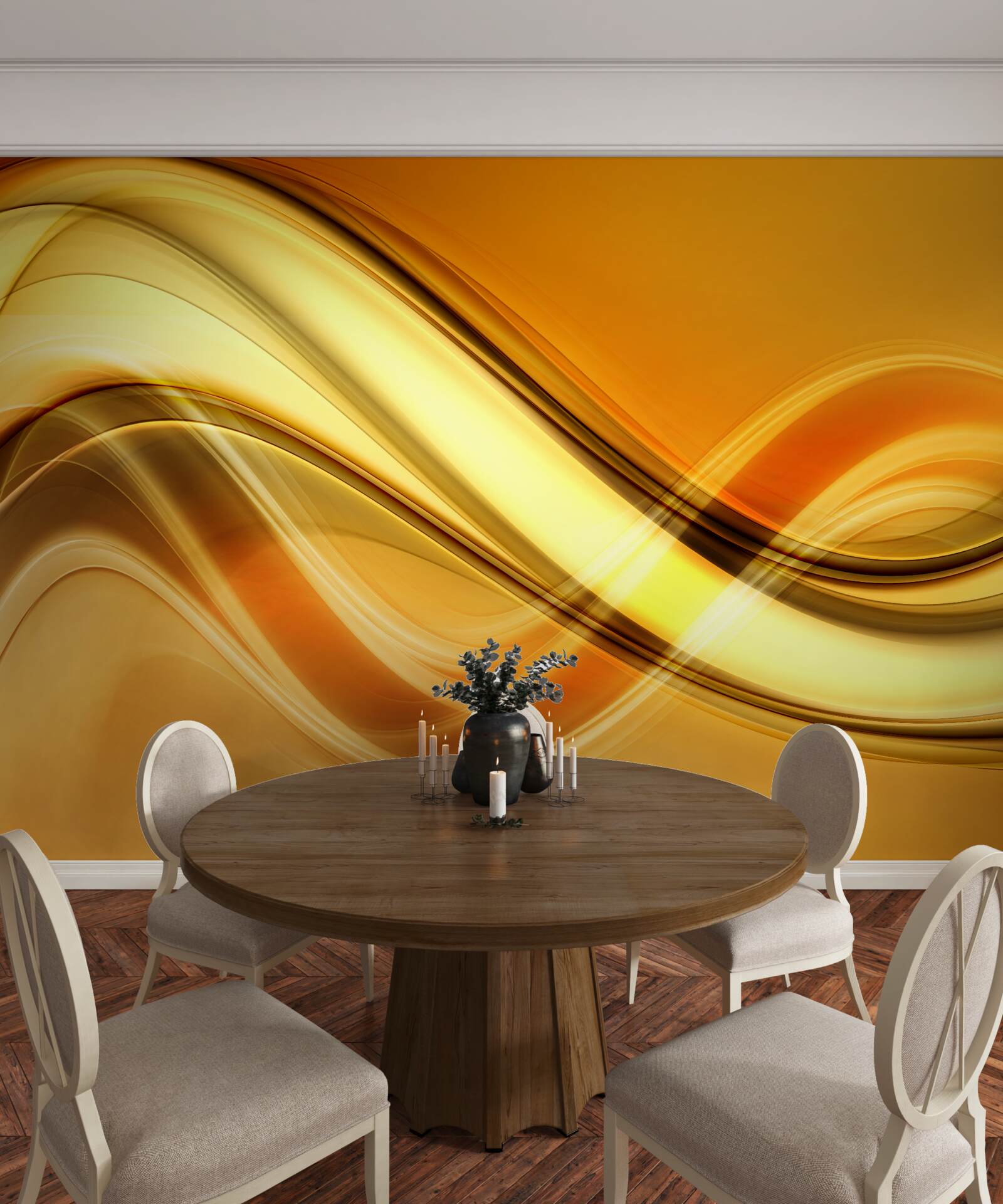 Papier peint lignes s'étirant à l'infini sur une surface brune