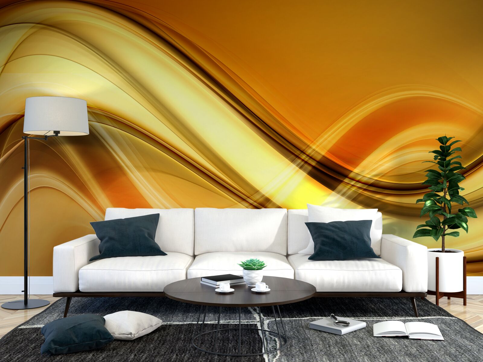 Papier peint lignes s'étirant à l'infini sur une surface brune