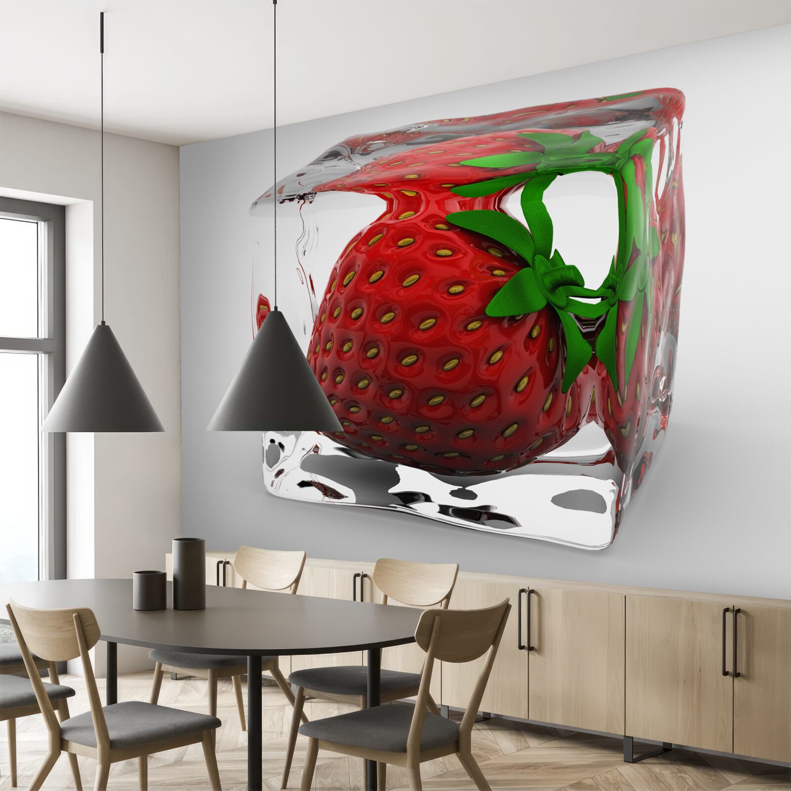 Papier peint fraises congelées