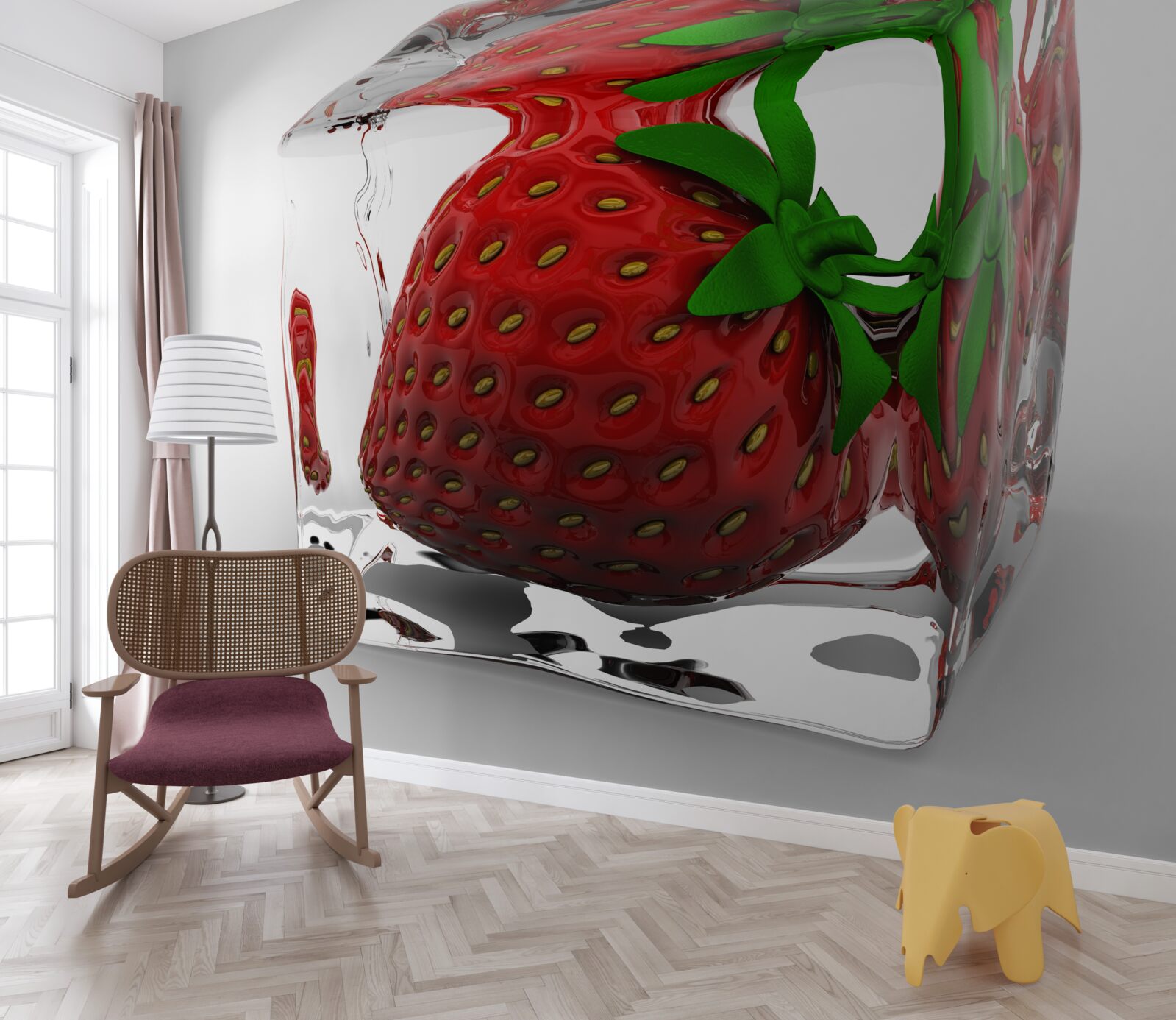 Papier peint fraises congelées