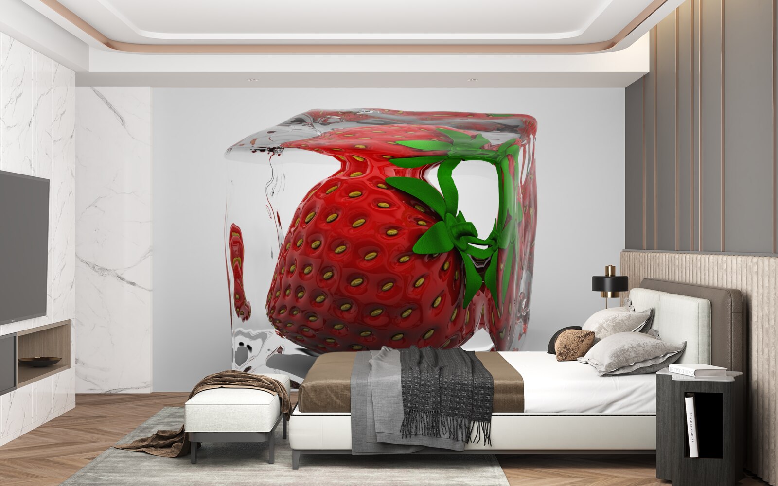 Papier peint fraises congelées