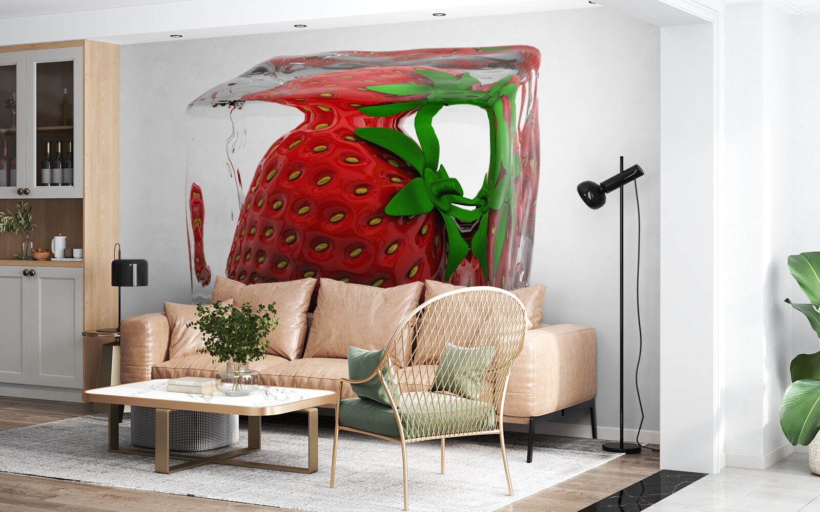 Papier peint fraises congelées