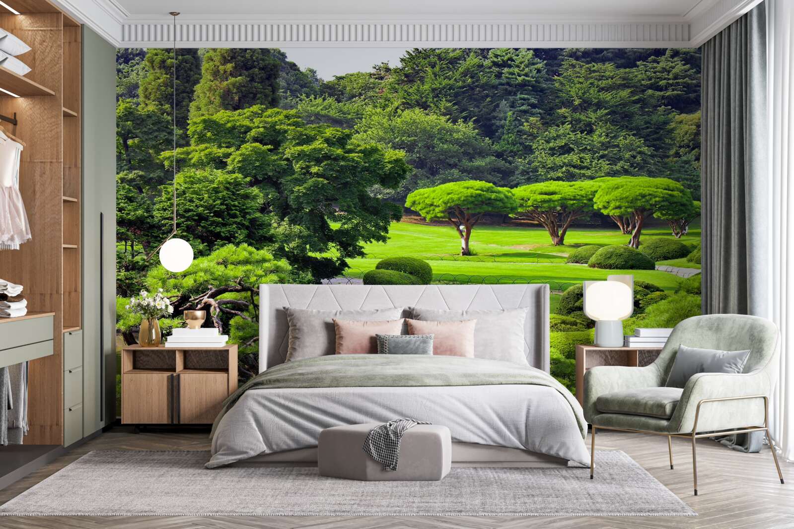 Papier peint des jardins couverts de verdure en été