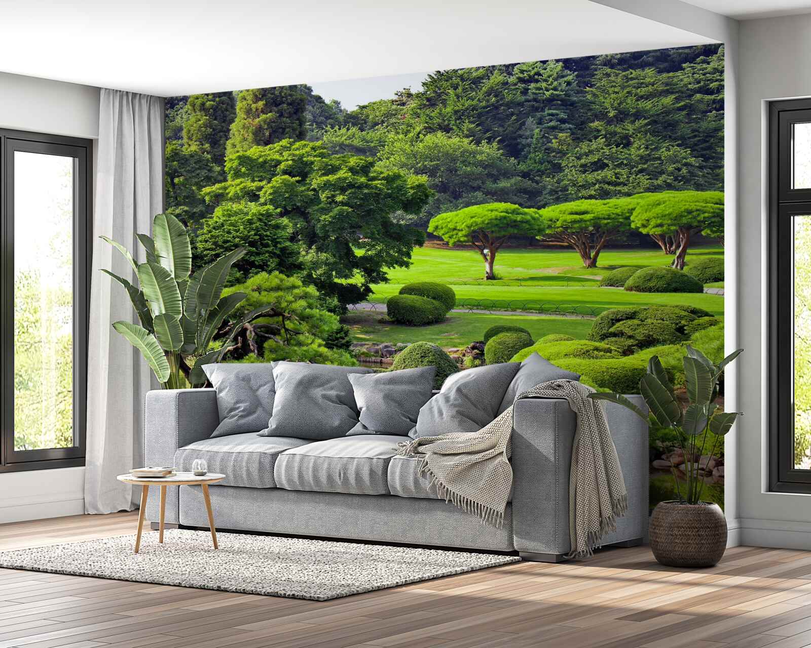 Papier peint des jardins couverts de verdure en été