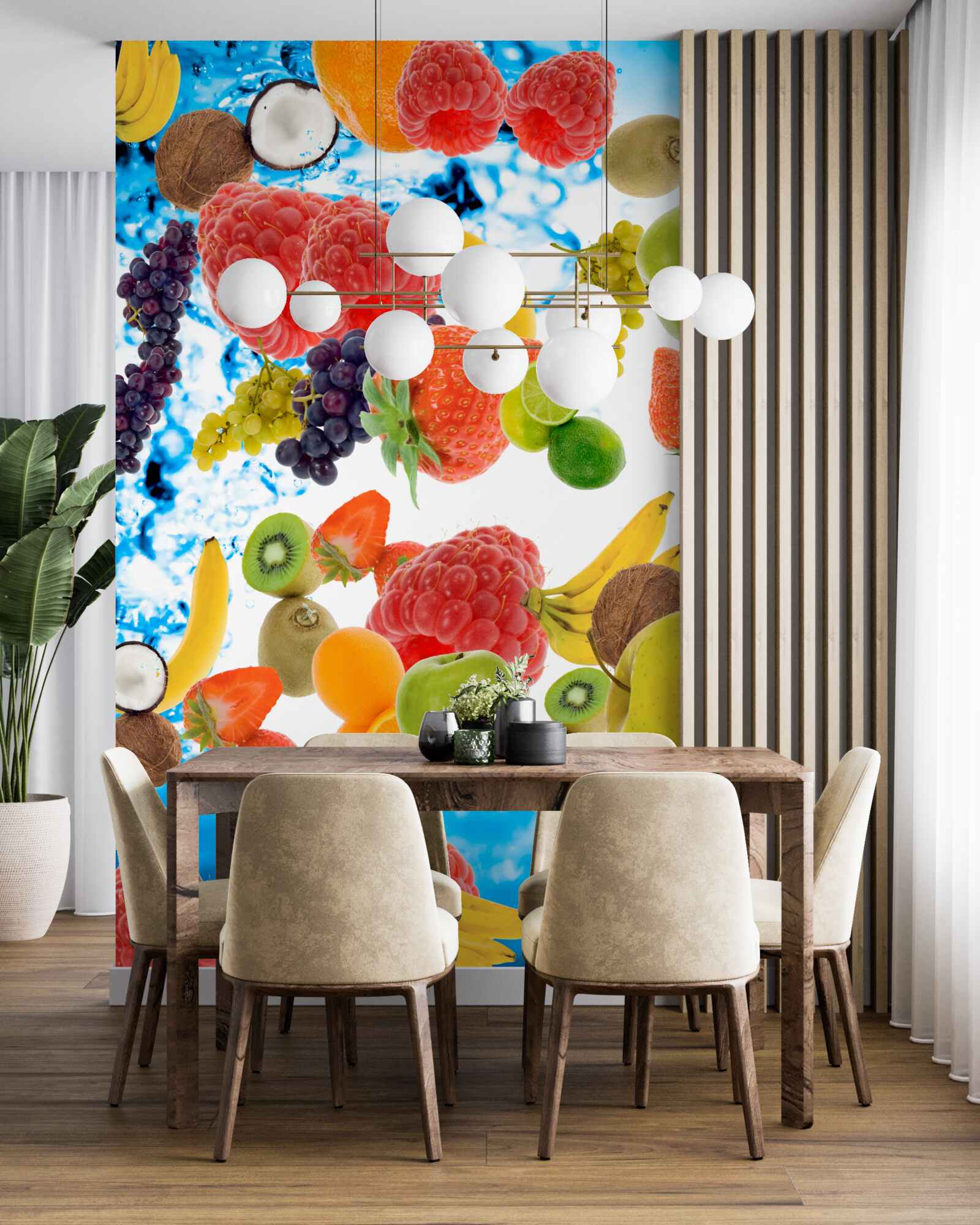 Papier peint fruits frais d'été dans de l'eau