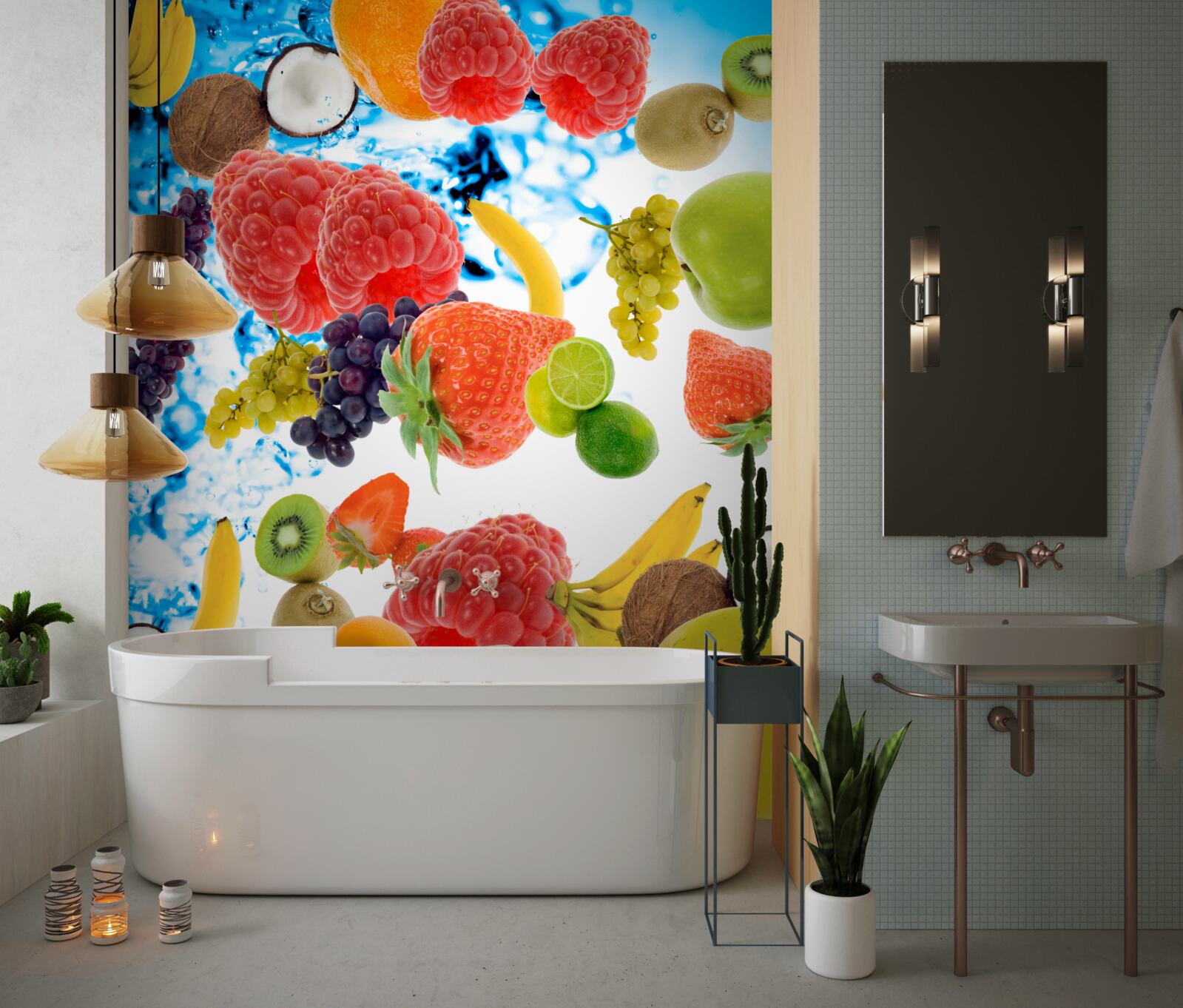 Papier peint fruits frais d'été dans de l'eau