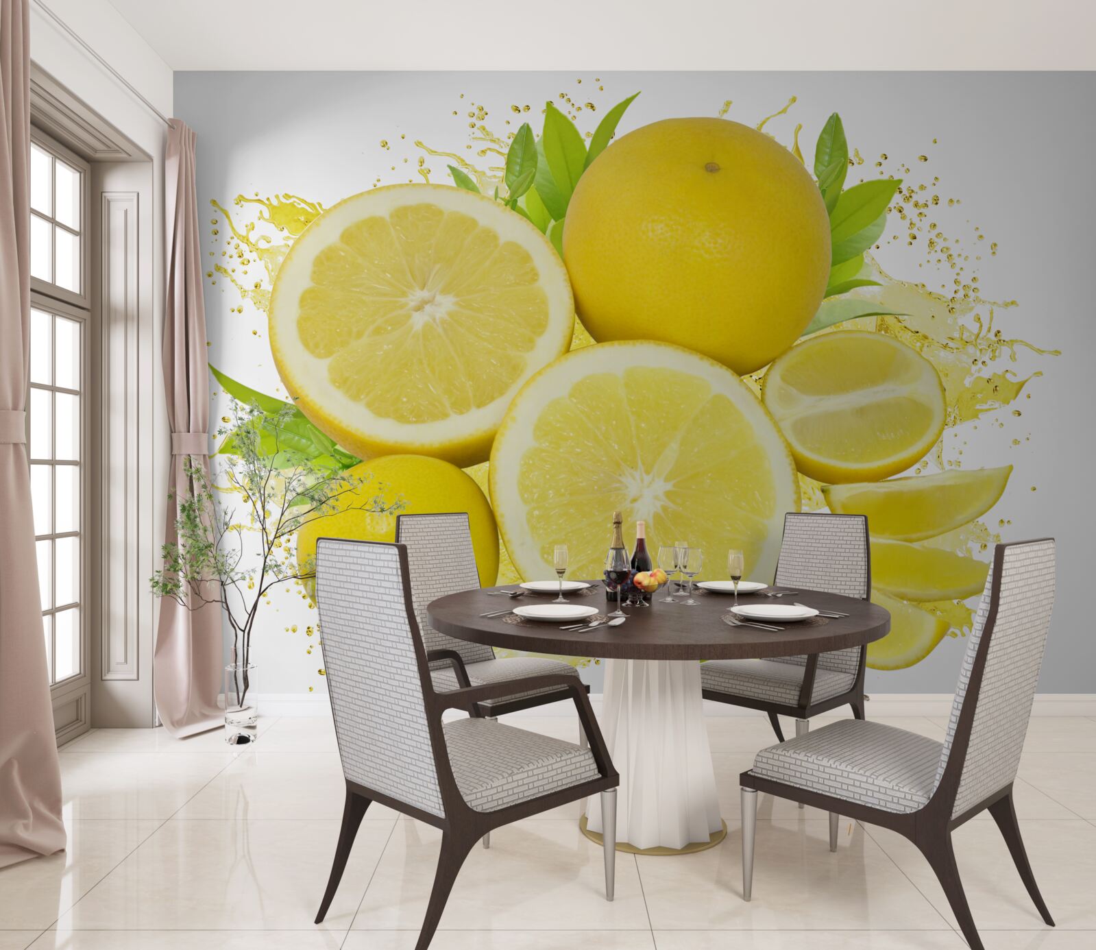 Papier peint citrons dorés clairs