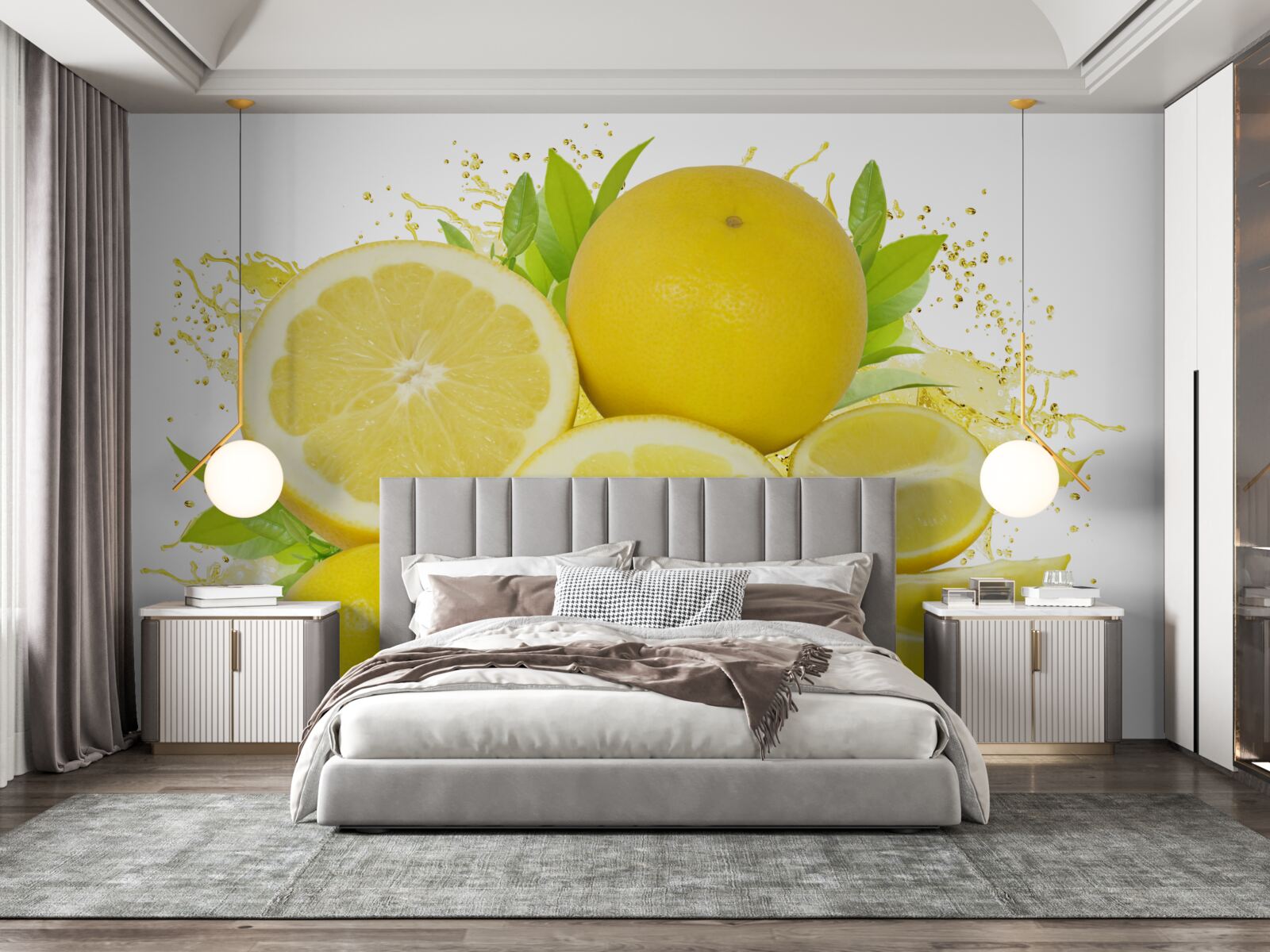 Papier peint citrons dorés clairs