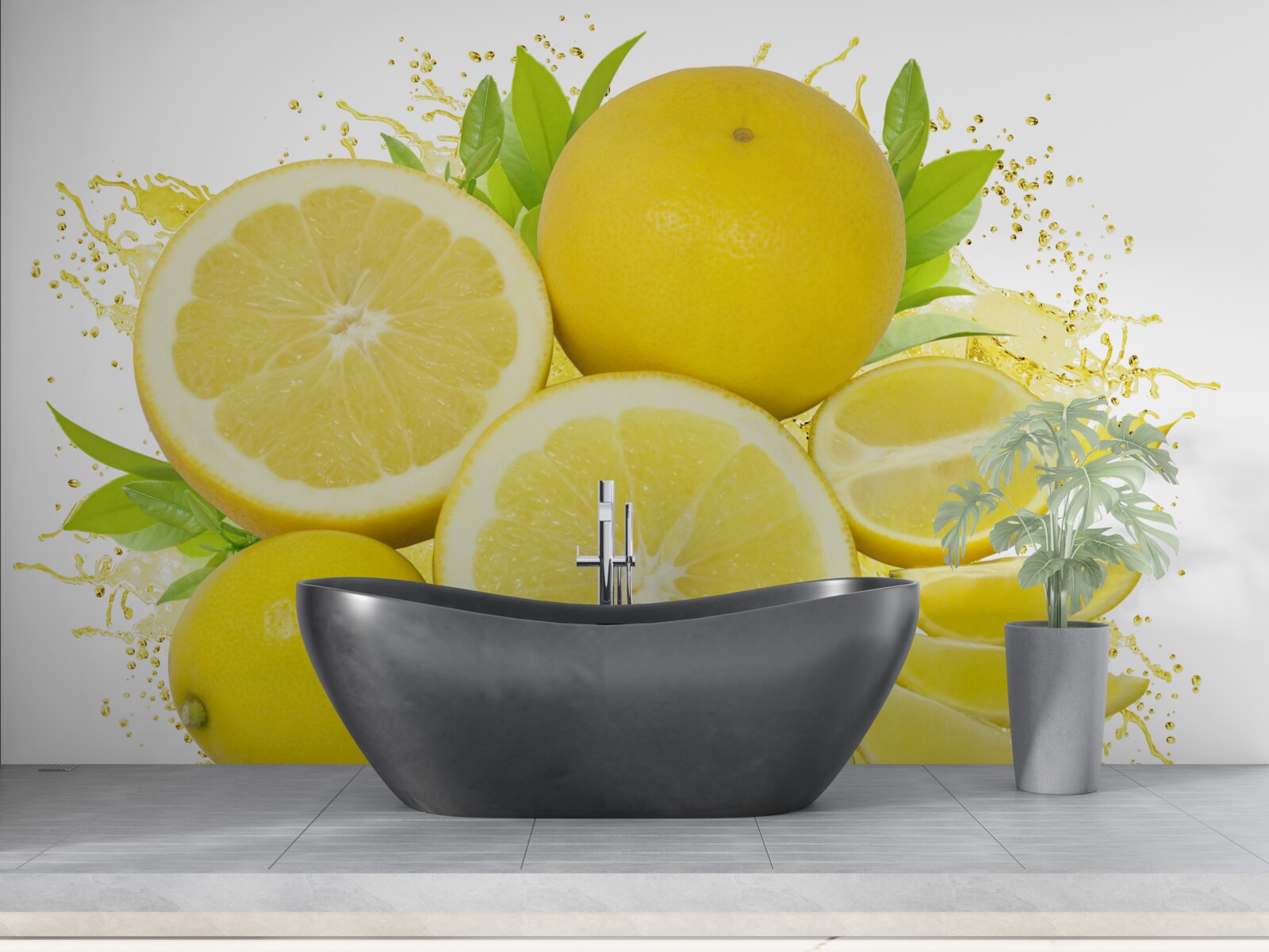 Papier peint citrons dorés clairs