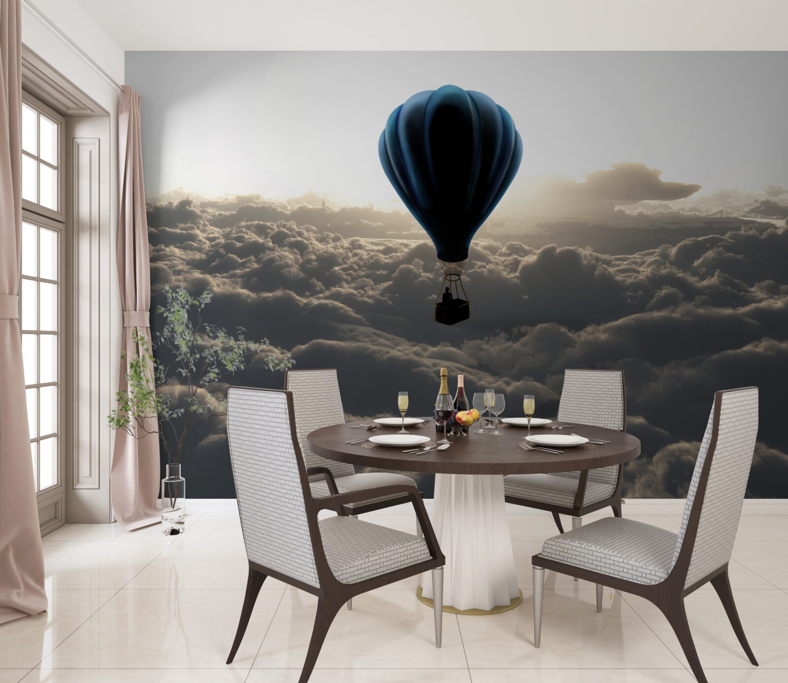 Papier peint le ballon s'élève au-dessus des nuages denses