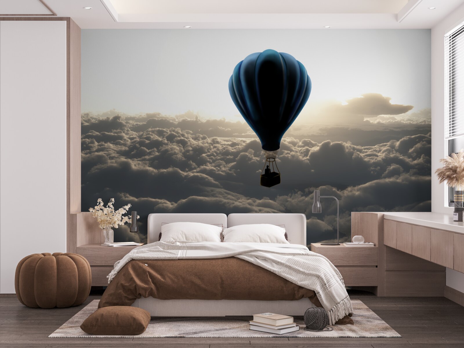 Papier peint le ballon s'élève au-dessus des nuages denses