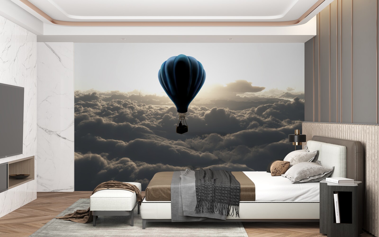 Papier peint le ballon s'élève au-dessus des nuages denses