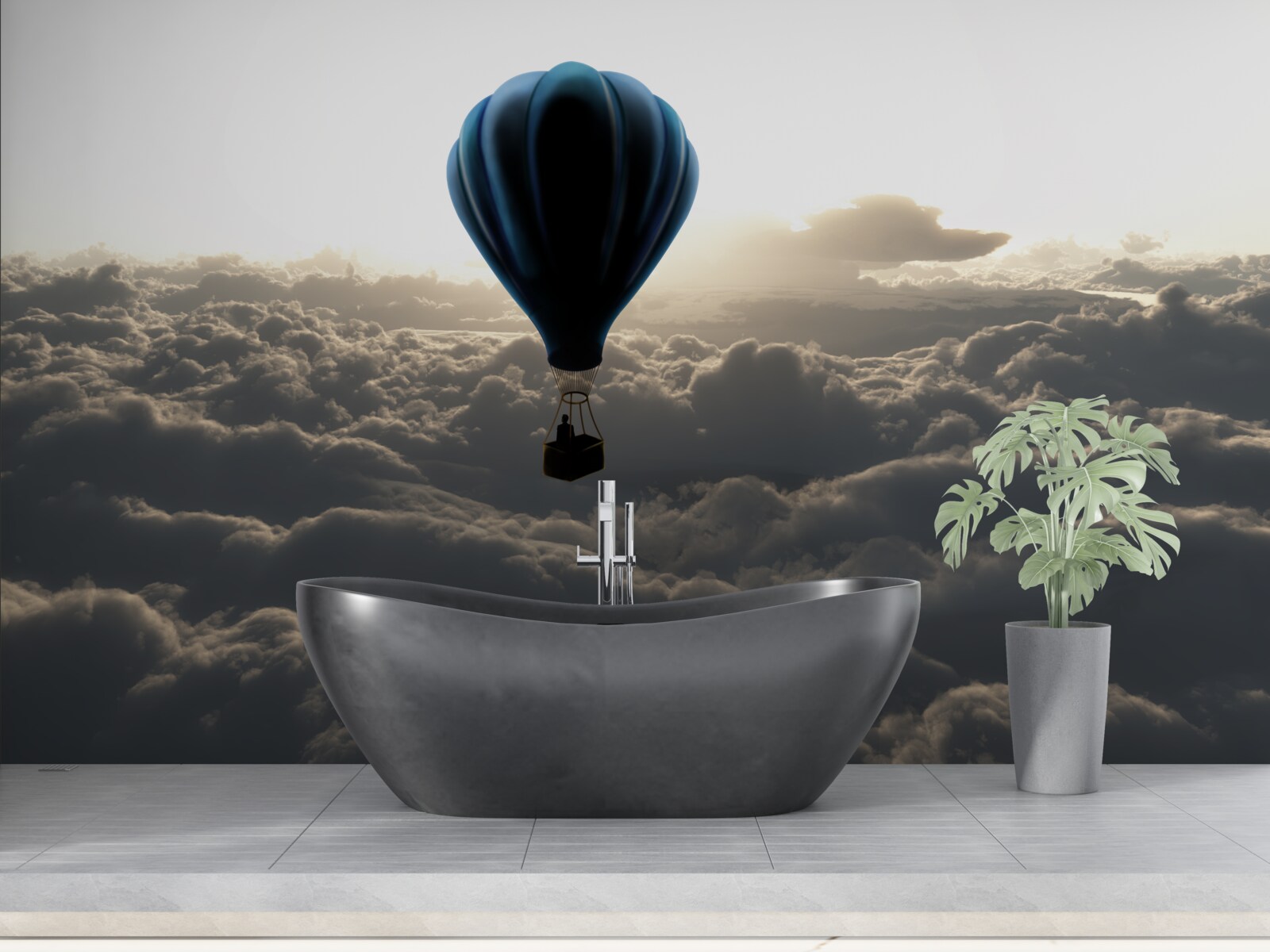 Papier peint le ballon s'élève au-dessus des nuages denses