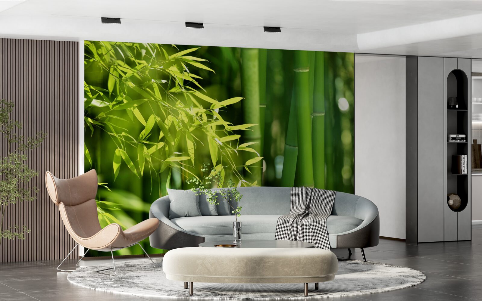 Papier peint pousses vertes de jeunes bambous