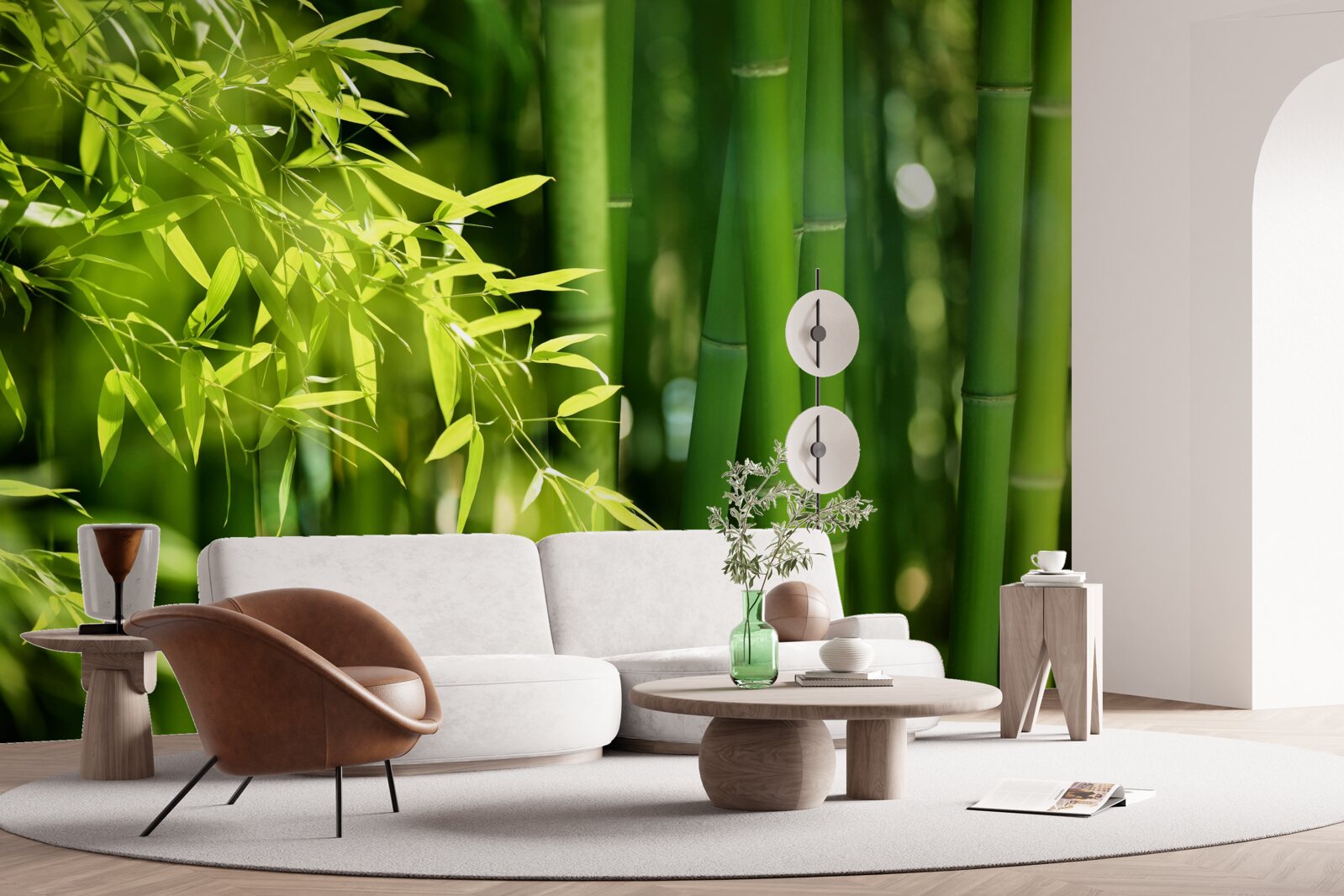 Papier peint pousses vertes de jeunes bambous