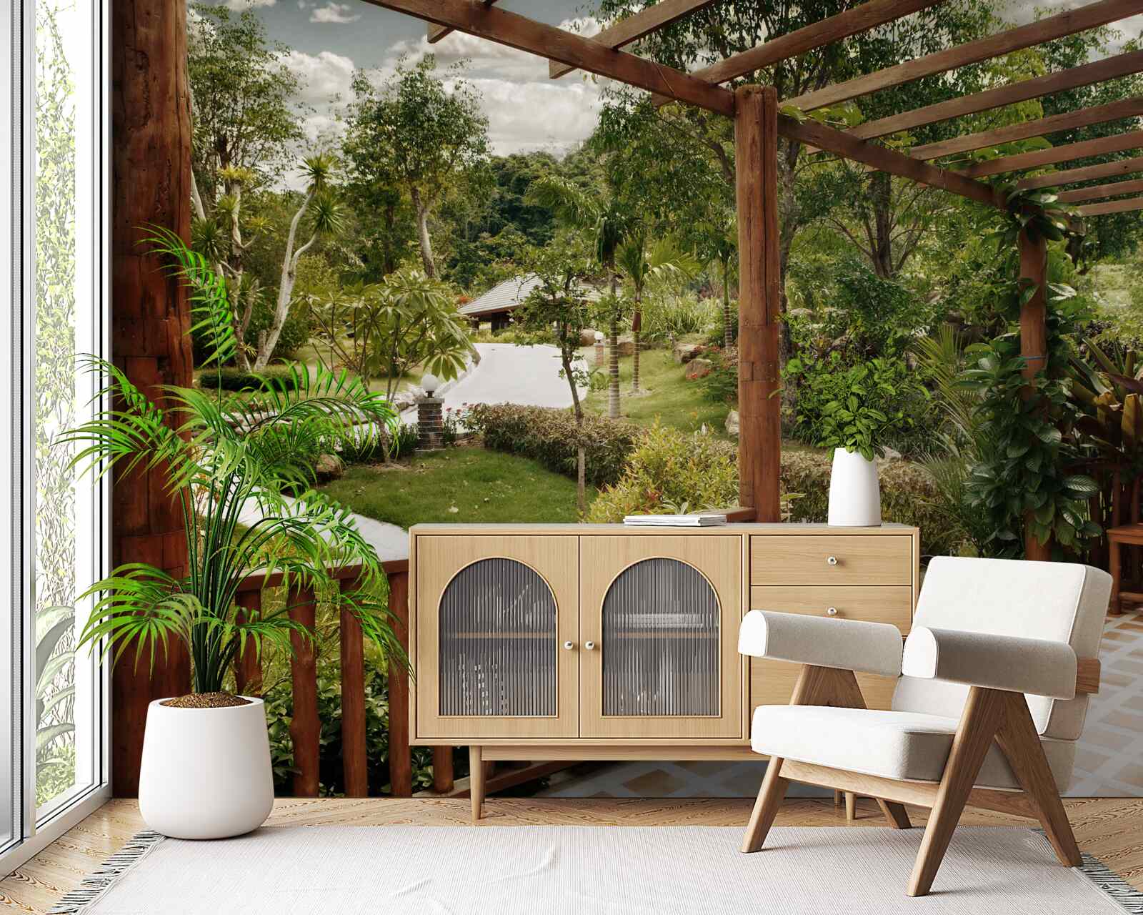 Papier peint terrasse avec confort et accès à l'étang