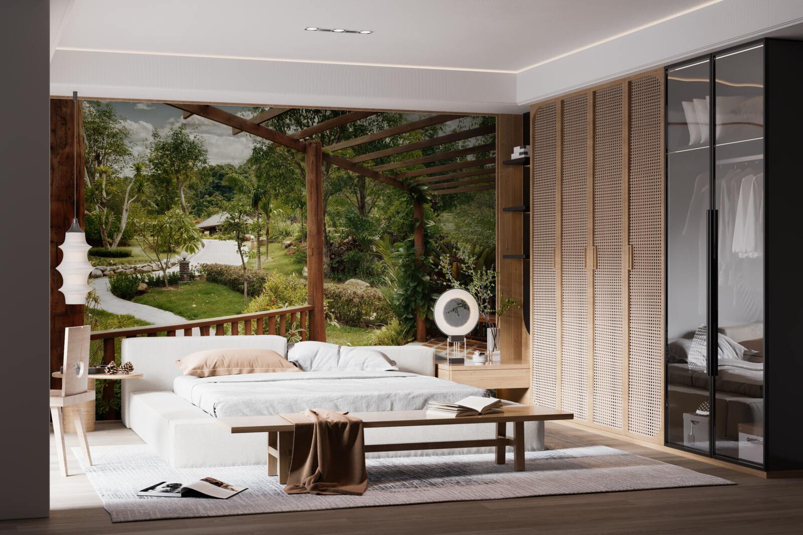 Papier peint terrasse avec confort et accès à l'étang