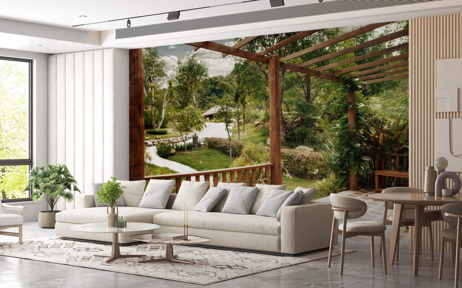 Papier peint terrasse avec confort et accès à l'étang