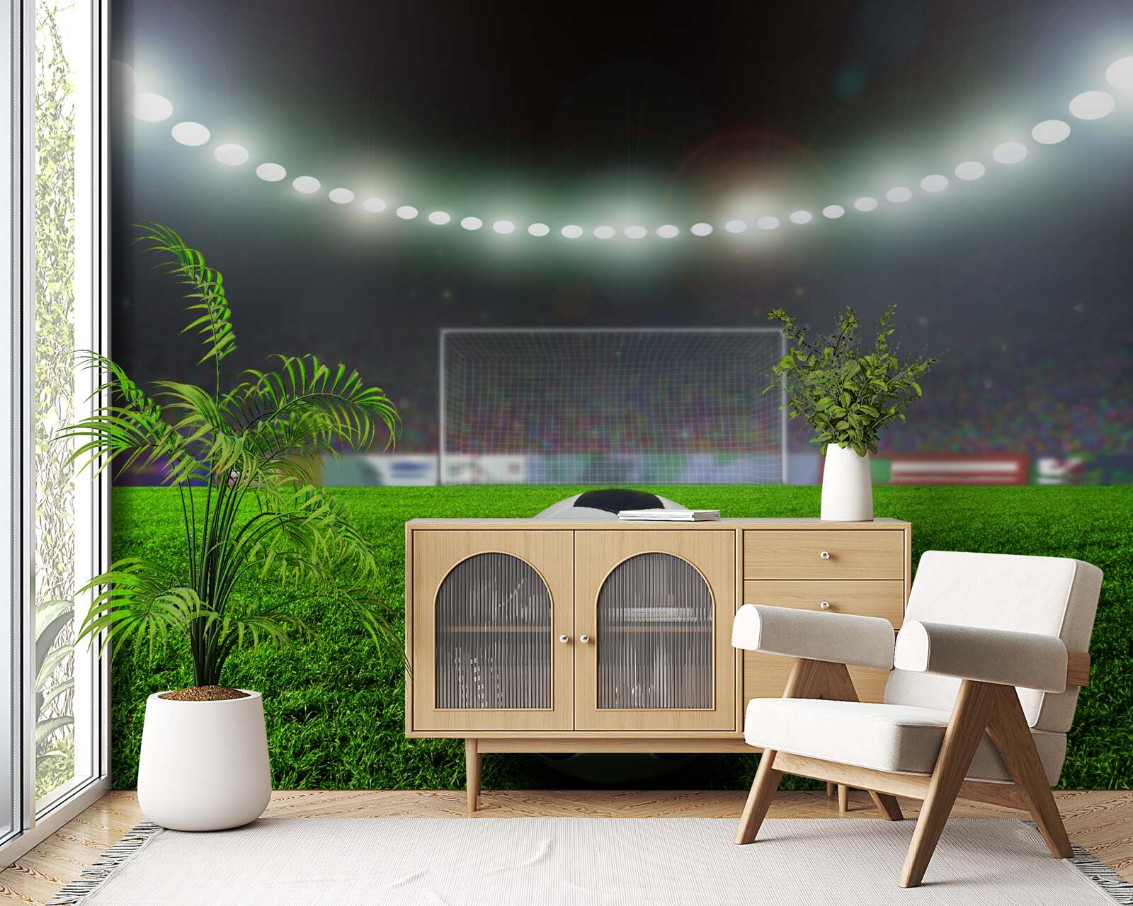 Papier peint le ballon vole vers le but