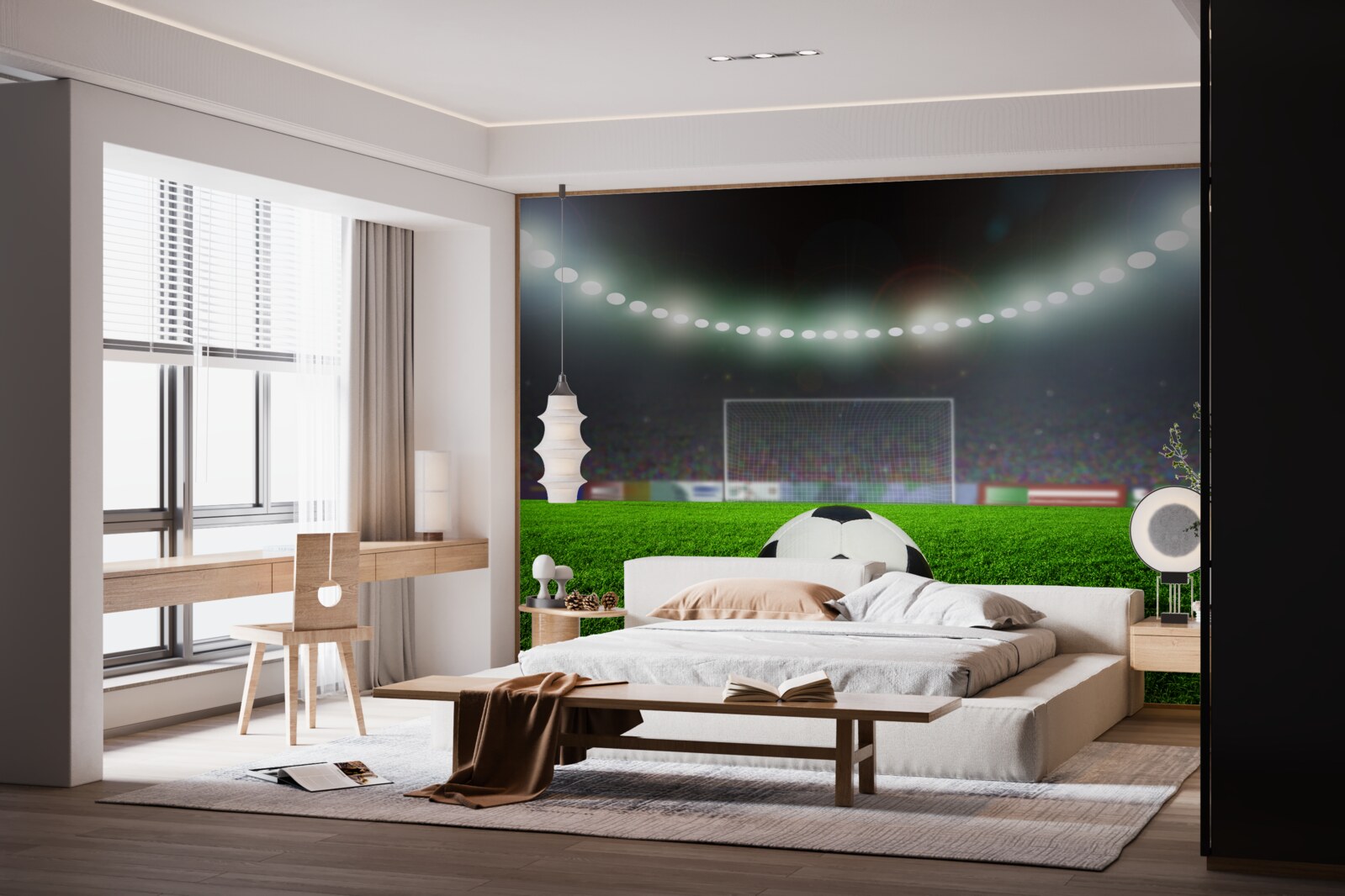 Papier peint le ballon vole vers le but