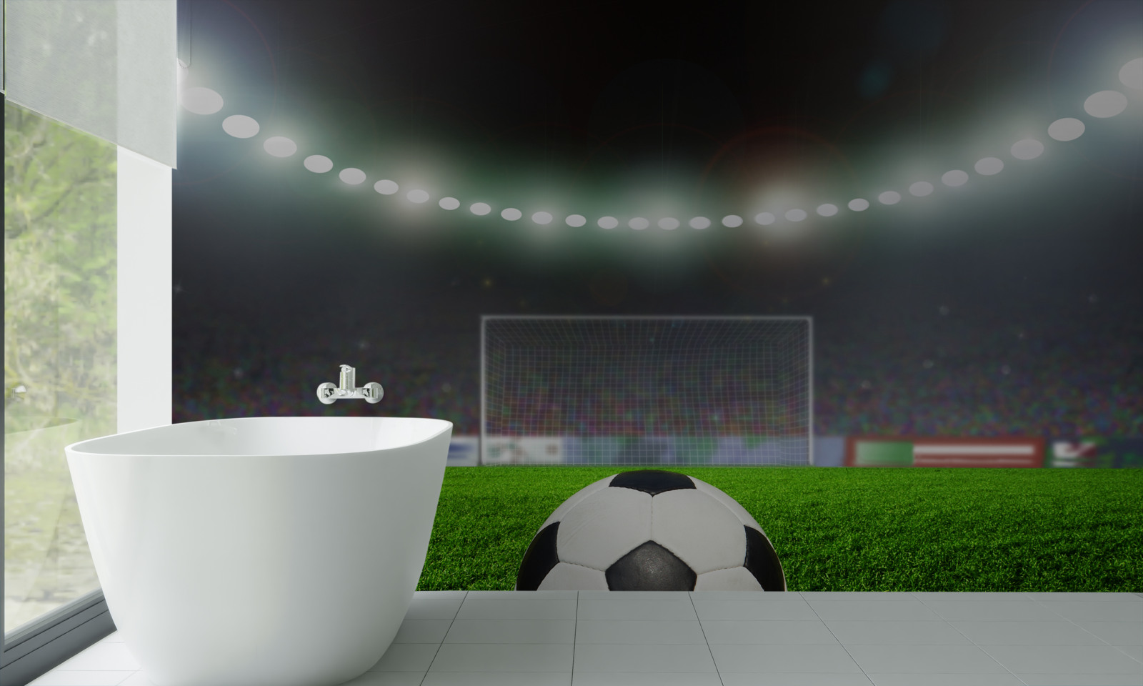 Papier peint le ballon vole vers le but