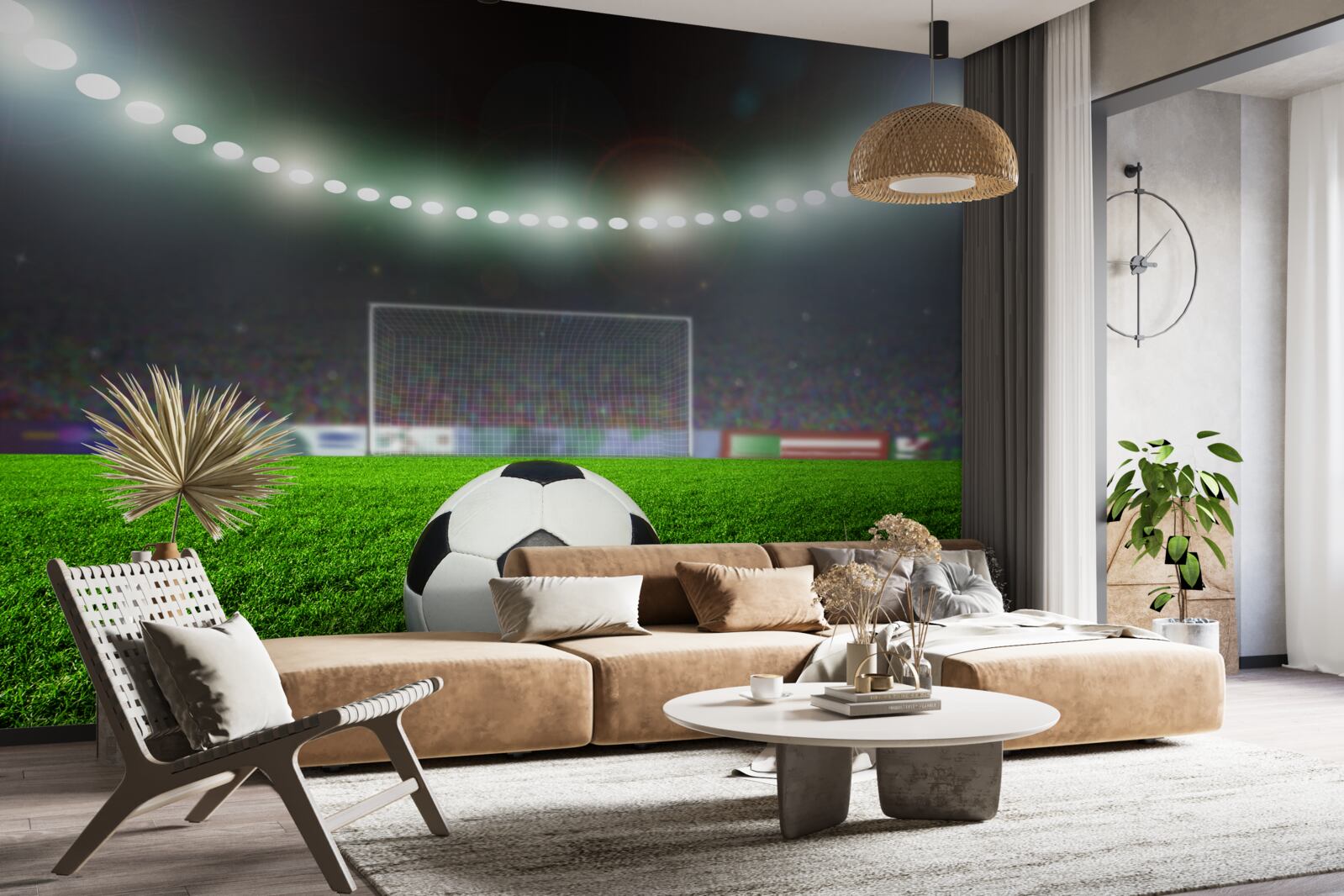 Papier peint le ballon vole vers le but