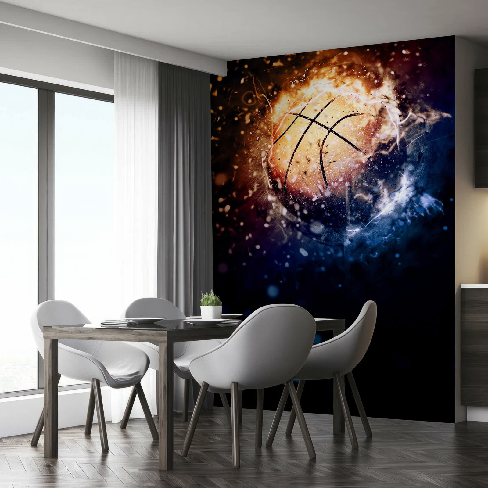 Papier peint basket-ball en feu