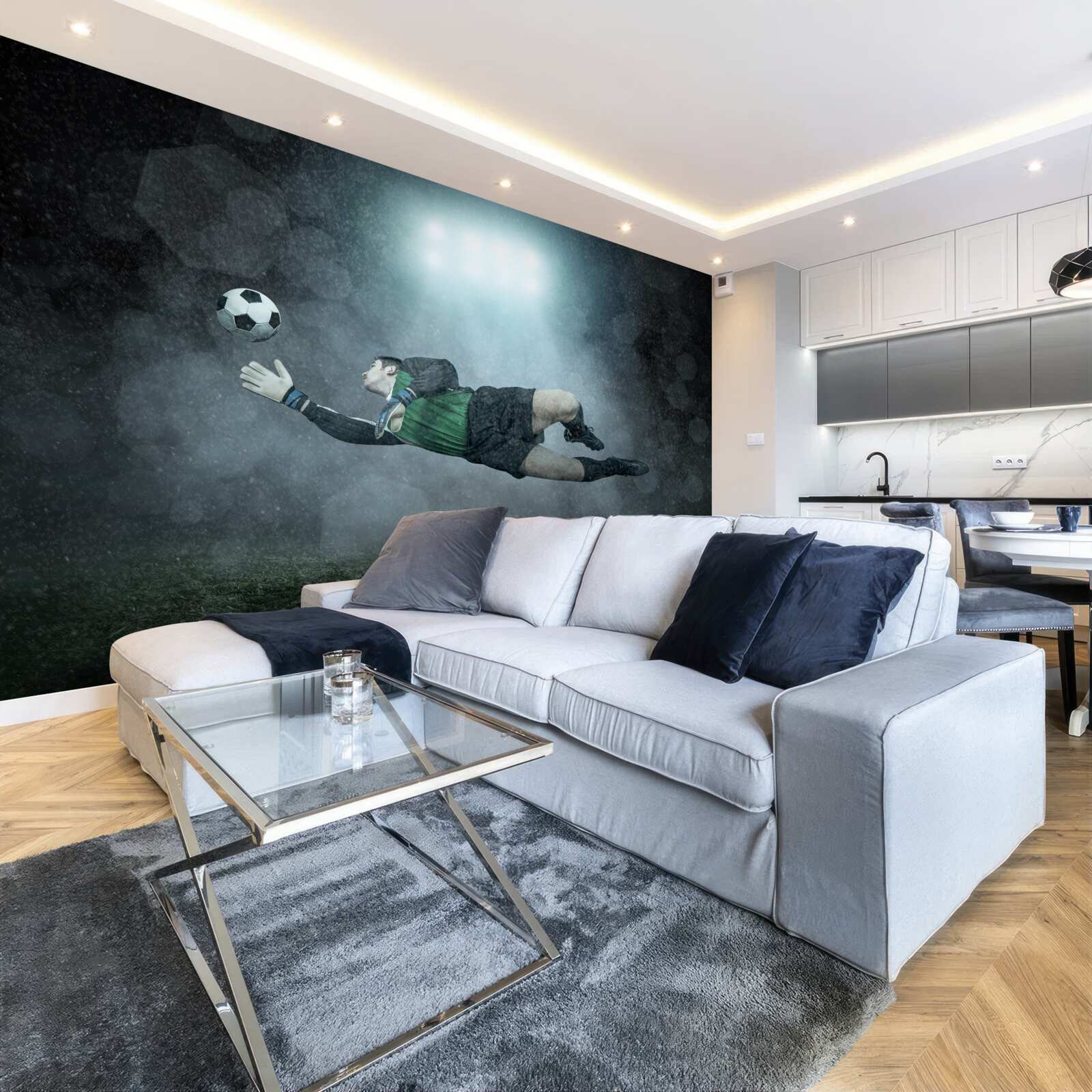 Papier peint le gardien de but intercepte le ballon en vol