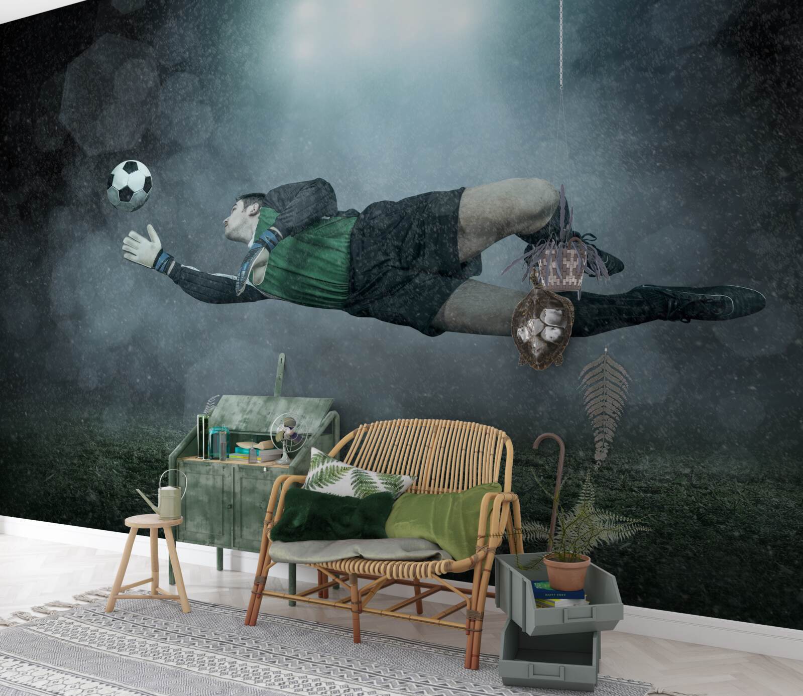 Papier peint le gardien de but intercepte le ballon en vol