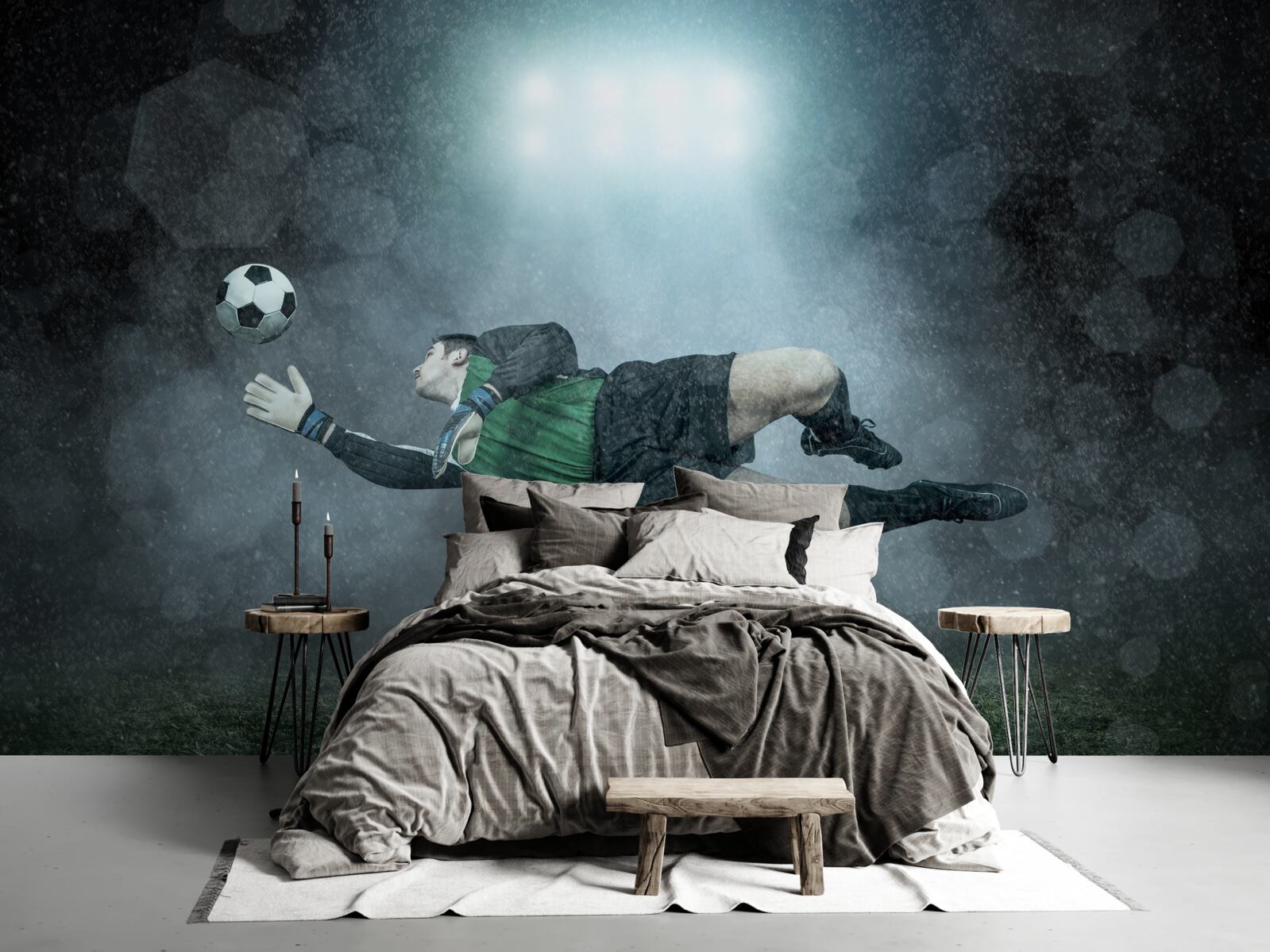 Papier peint le gardien de but intercepte le ballon en vol