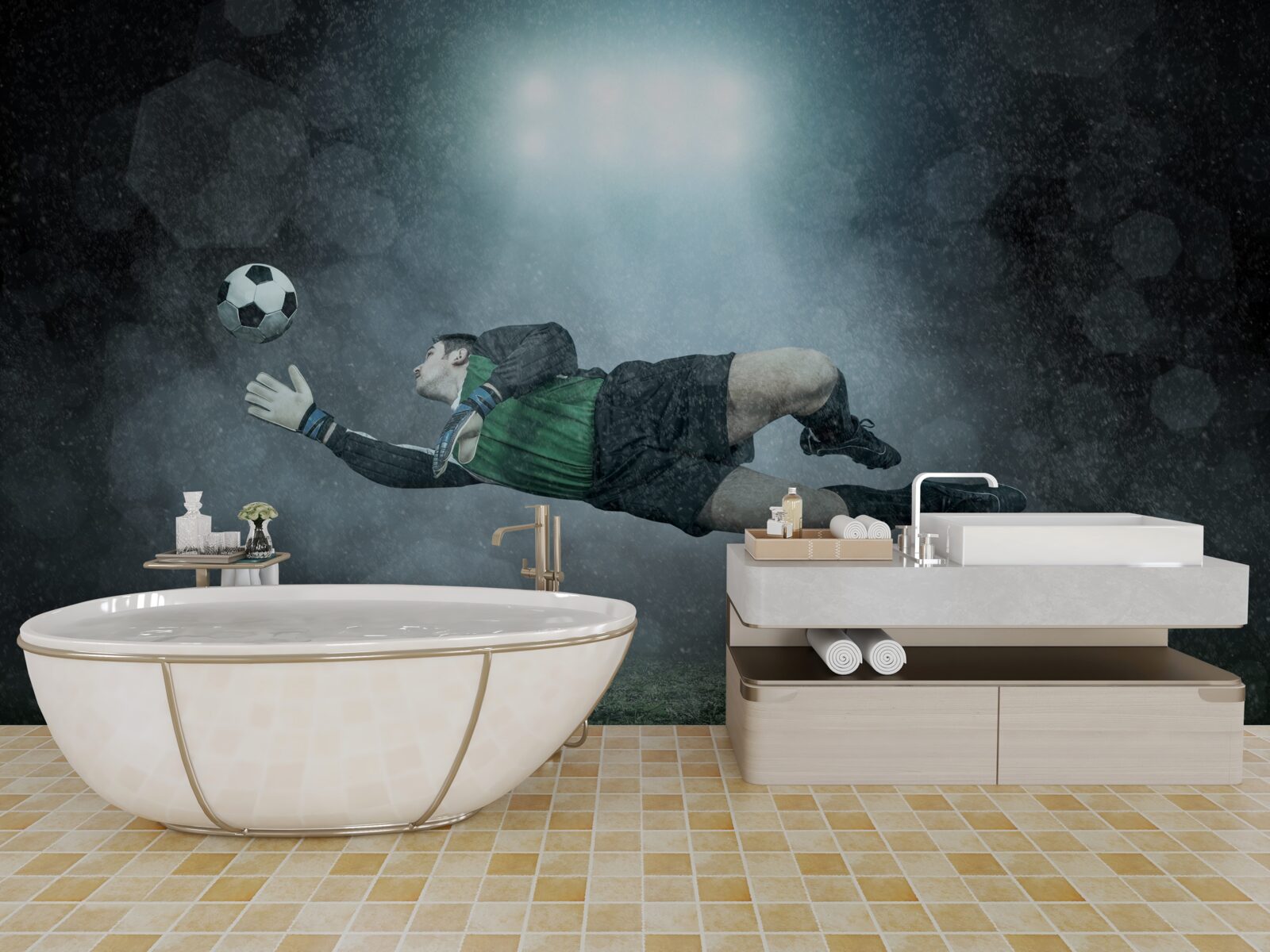 Papier peint le gardien de but intercepte le ballon en vol